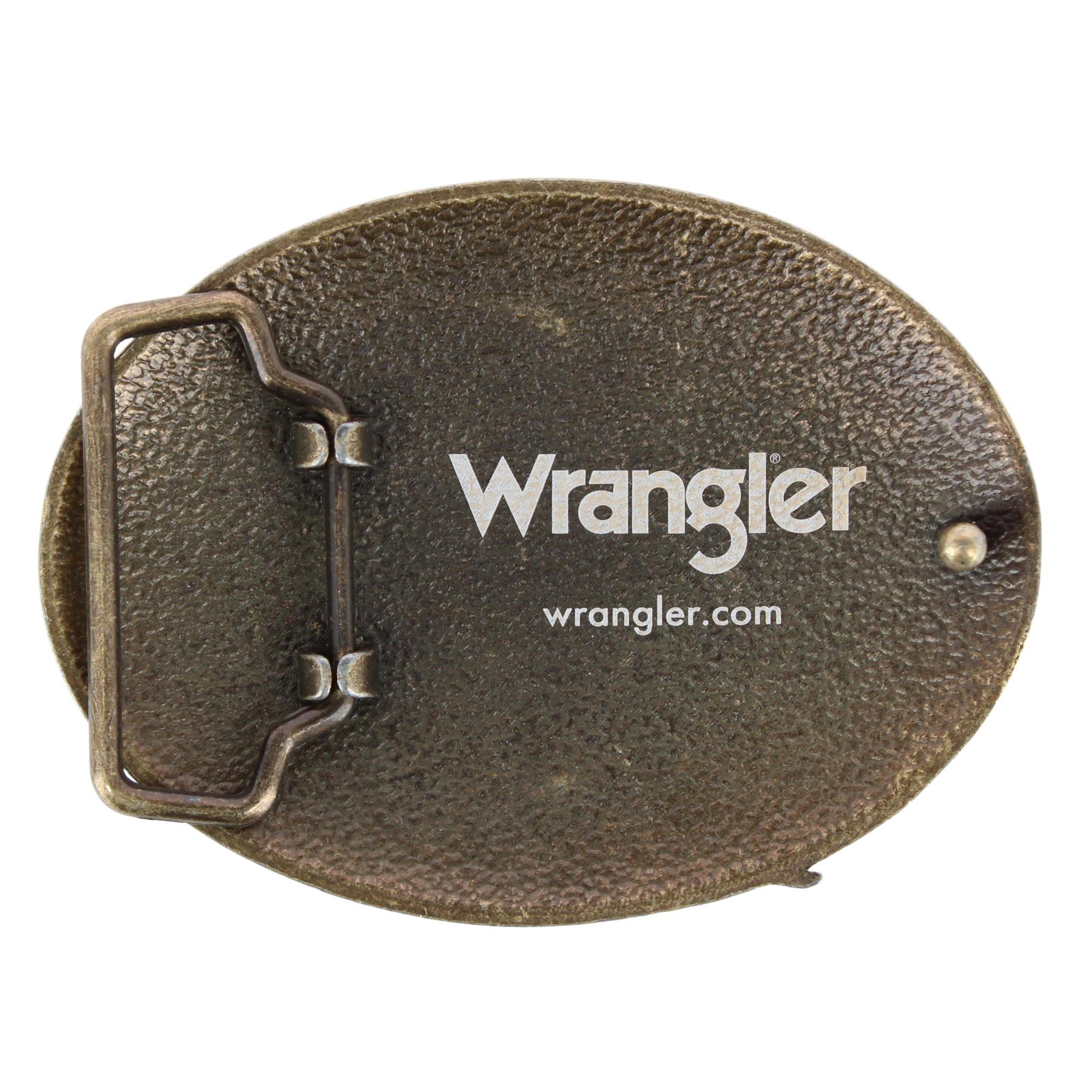 Wrangler Men's American Flag & Eagle Belt Buckle Antique Brass Finish