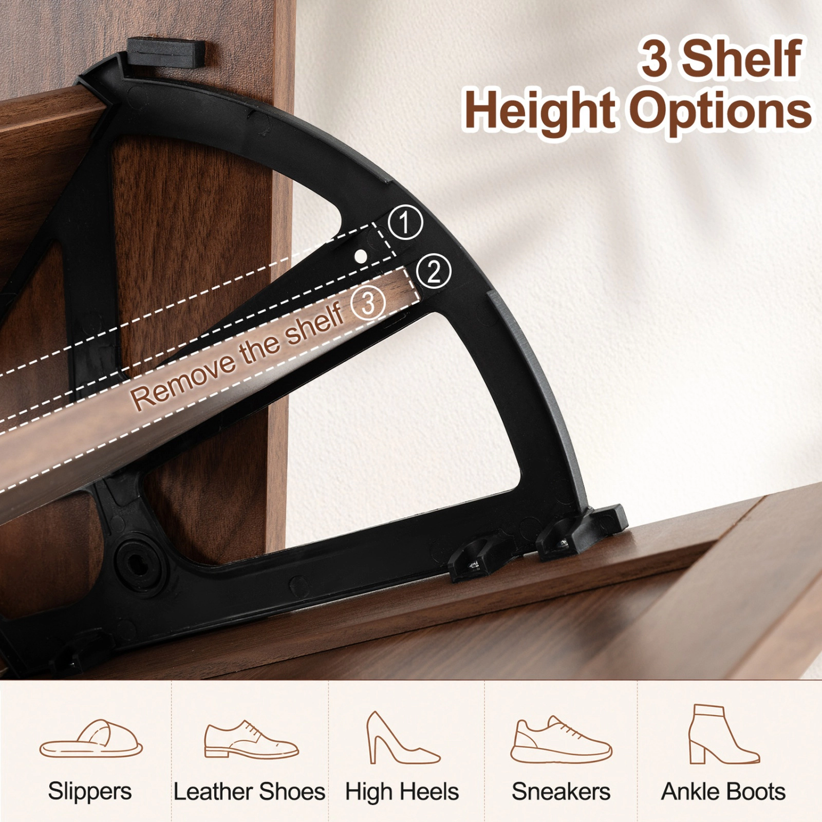 SUGIFT Brown 2 Flip Drawers and Barn Door Accents for Entryway 41 Inch Narrow Shoe Cabinet