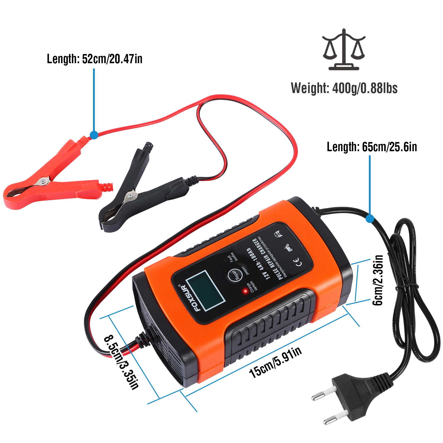 GBruno 12V 5A LCD Car Battery Charger
