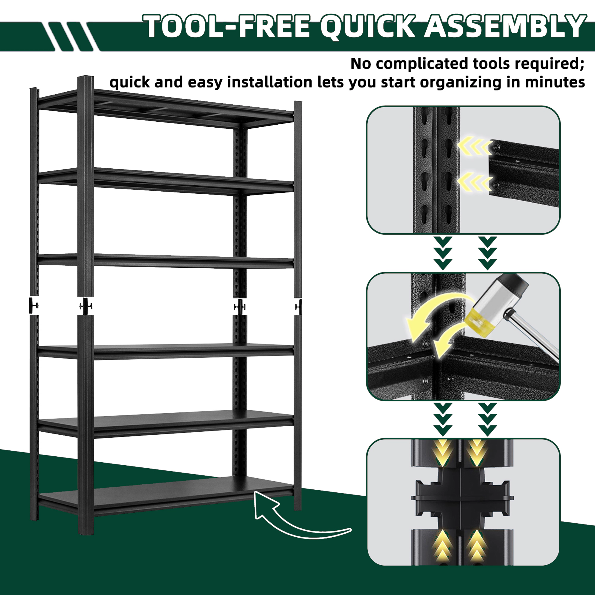 XJ 6-Shelf Steel Heavy Duty Freestanding Garage Storage Shelving Unit in Black (48 in. W x 84 in. H x 18 in. D)