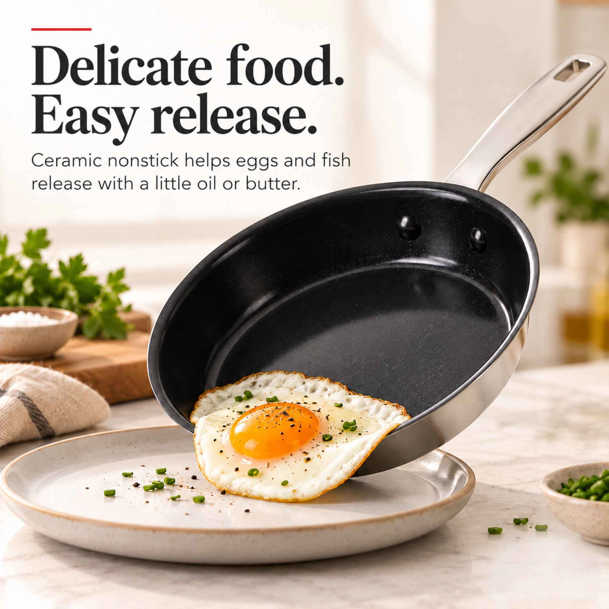 Alva Maestro 11-Inch Ceramic Nonstick Stainless Steel Frying Pan