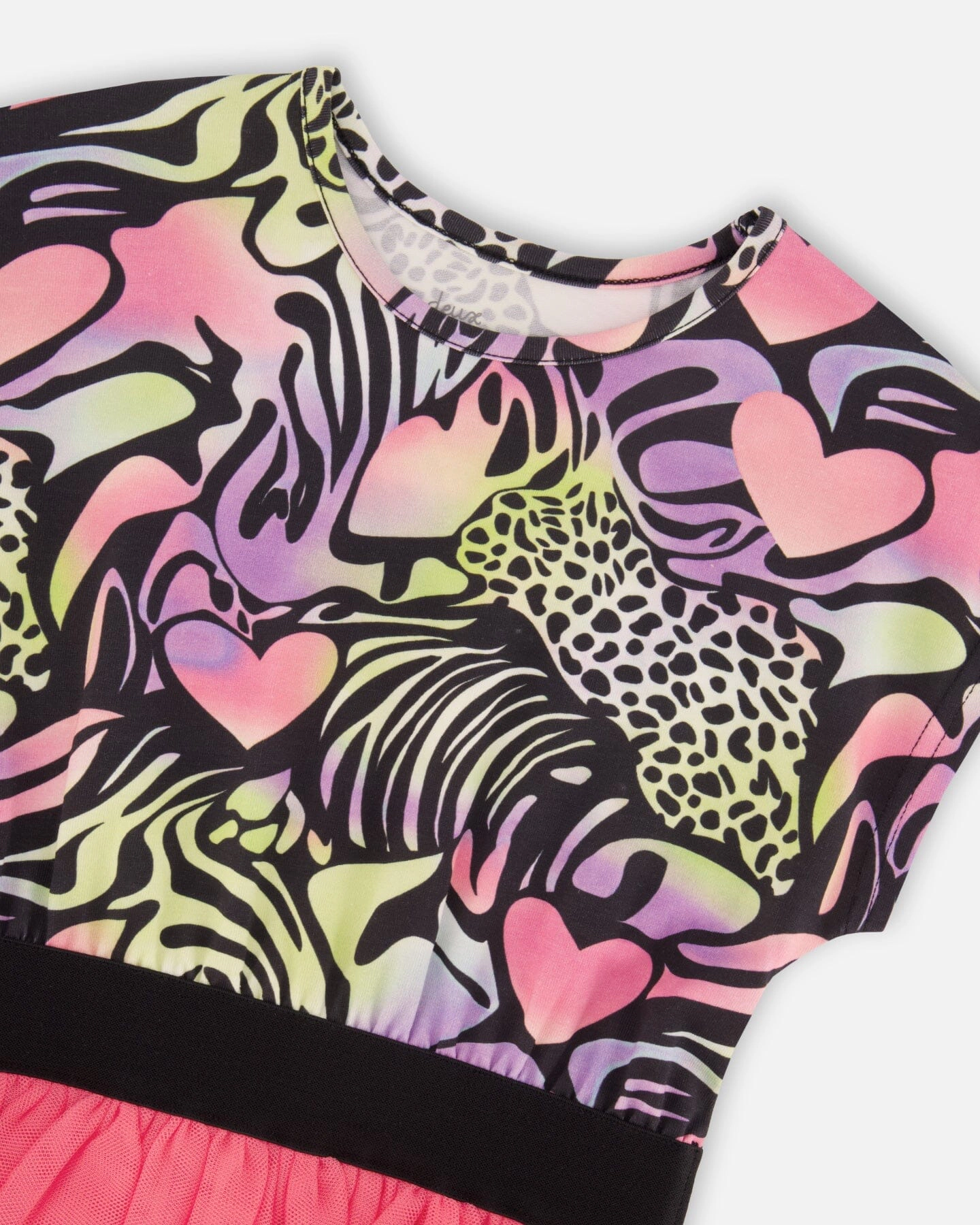 Deux par Girls Bi-Material Animal and Heart Print Dress