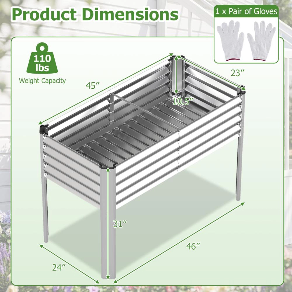 Hivvago Galvanized Raised Planter Garden Bed
