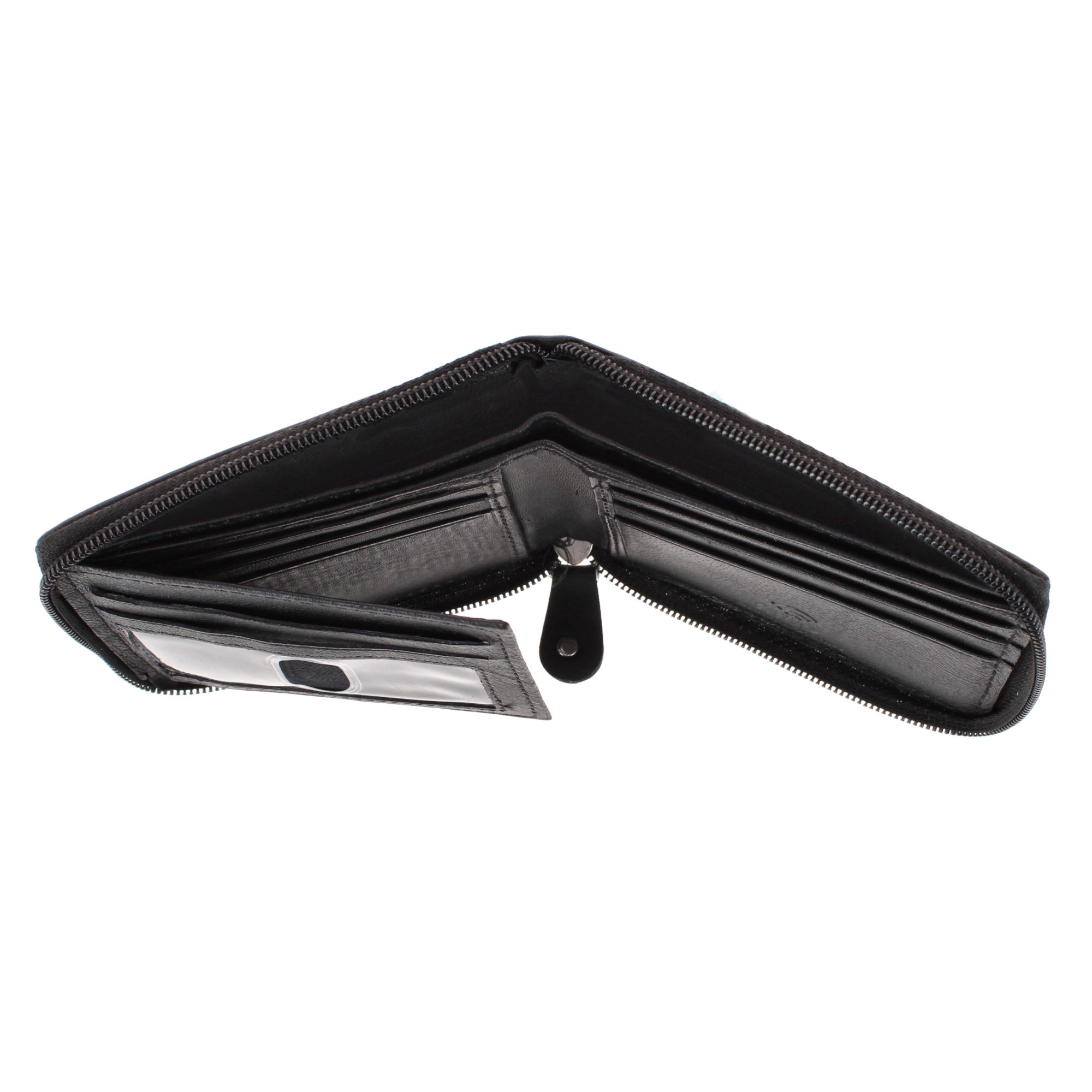 CTM® Men's RFID Leather Zip Around Bifold Wallet by Swiss Marshall
