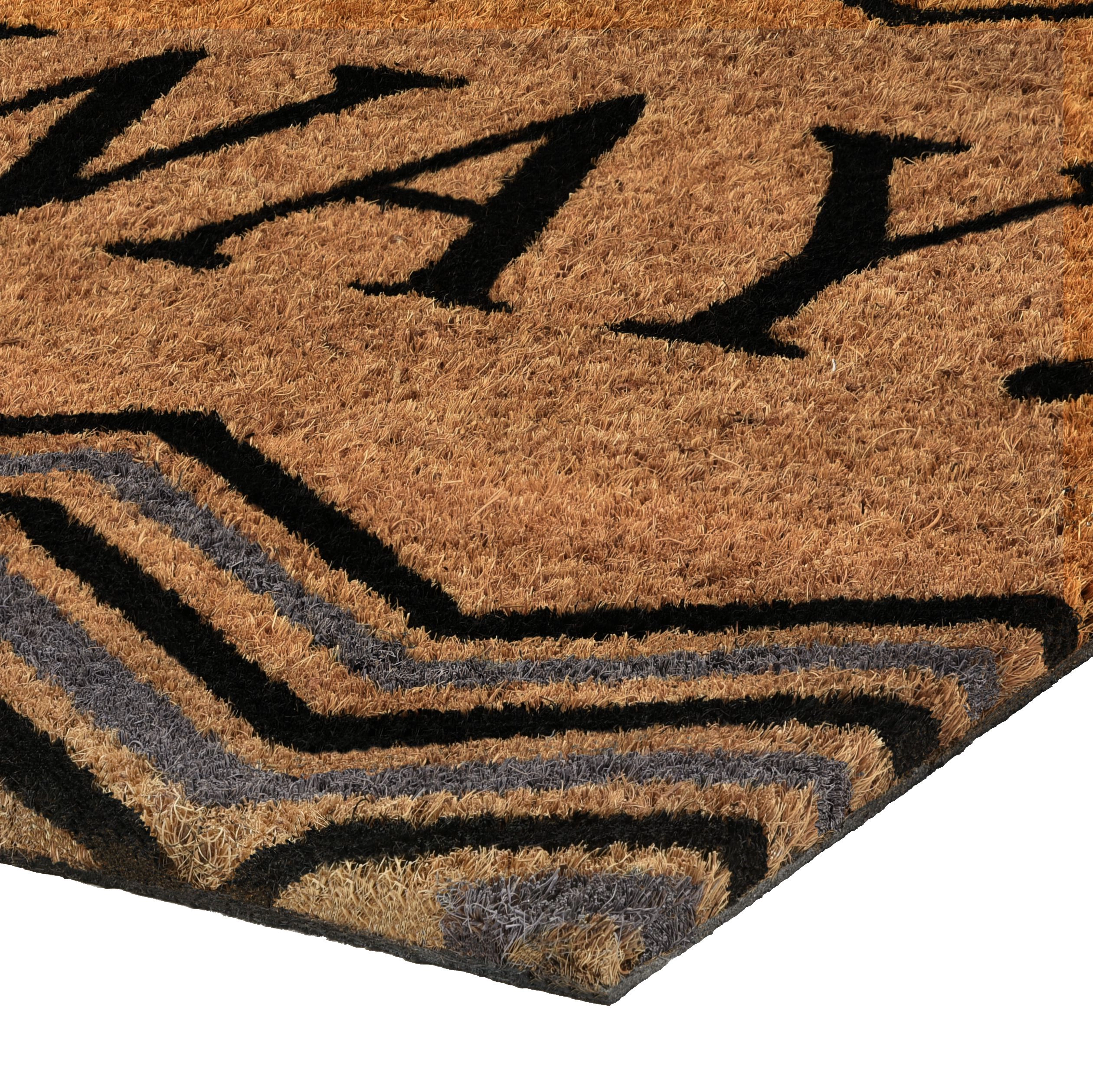 Kate Aurora "Go Away" Chevron Designed Coir Bristled Outdoor All Season Welcome Mat - 18"x30"