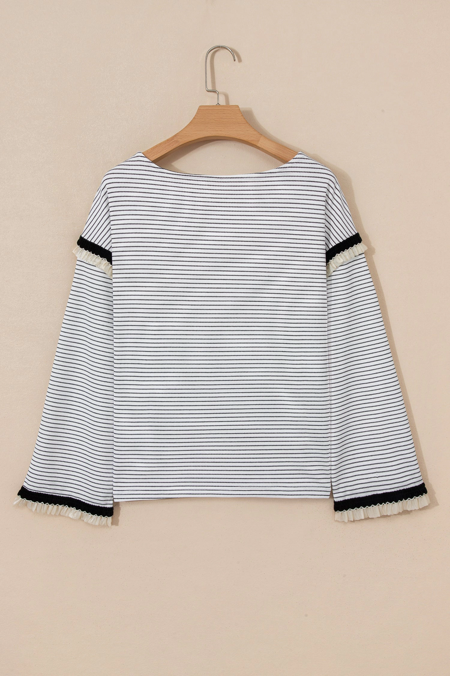 Threaded Pear Women's Anya Ruffle Trim Loose Long Sleeve Top