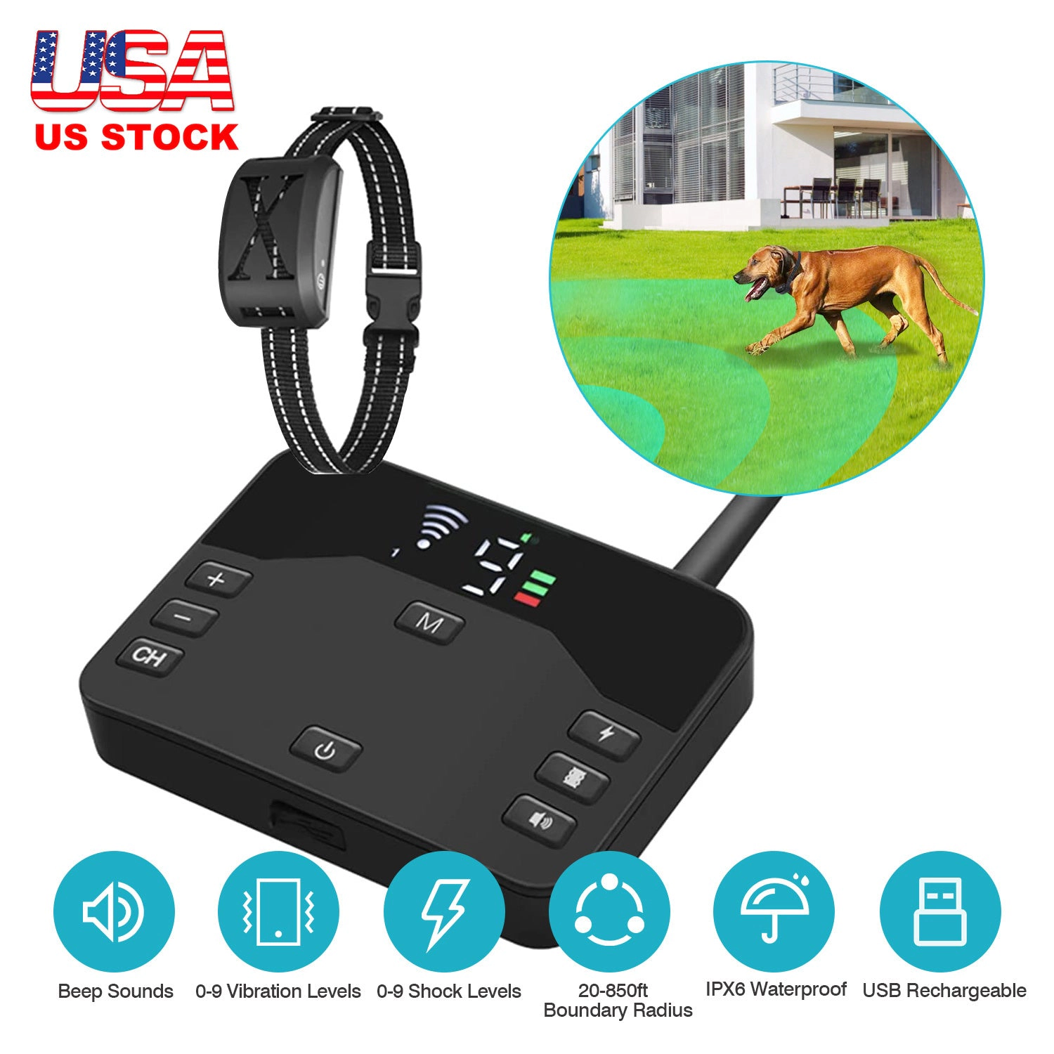 GBruno 2-in-1 Wireless Electric Dog Fence System