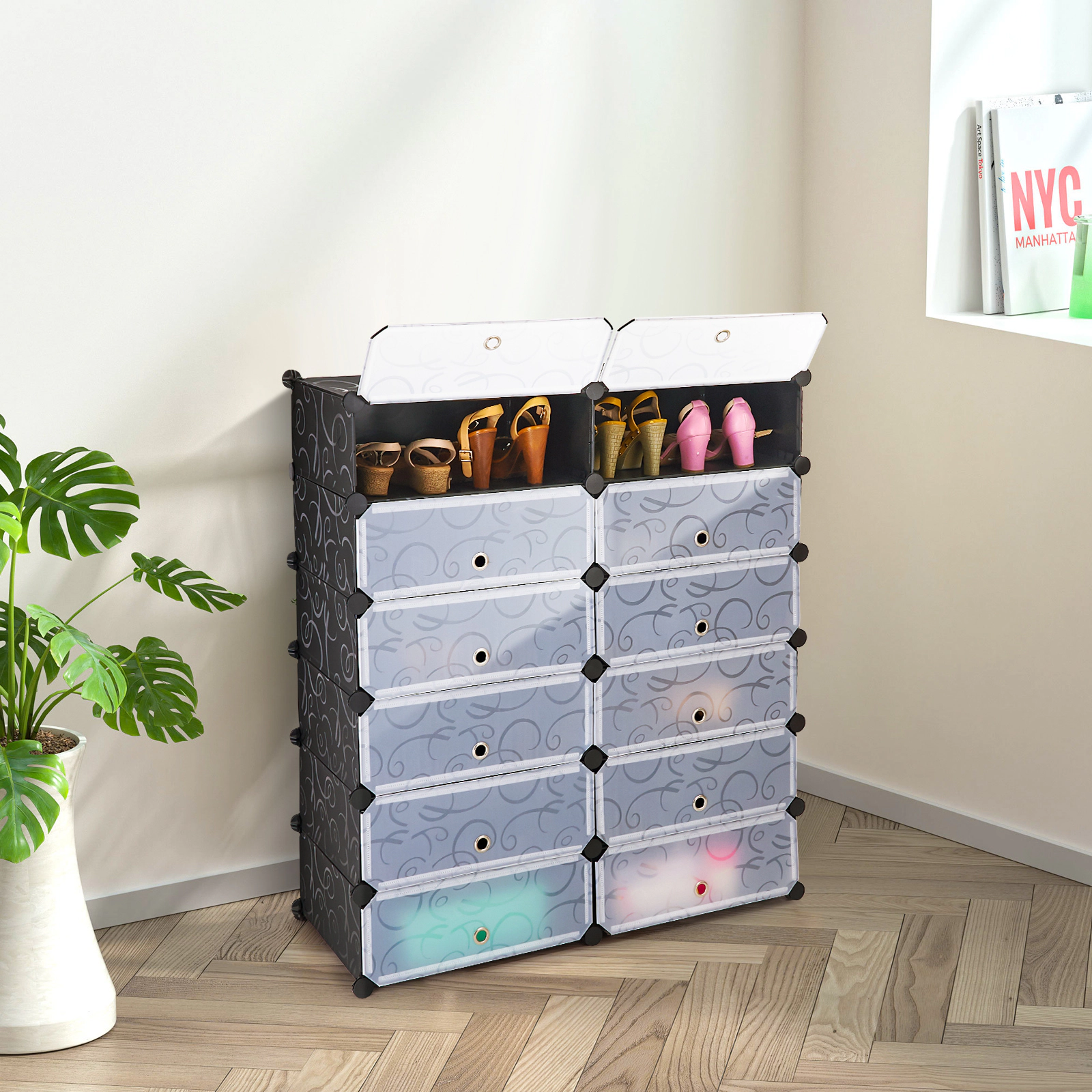 SlickBlue 12 Cube Storage Organizer with Flip Doors and Shelves