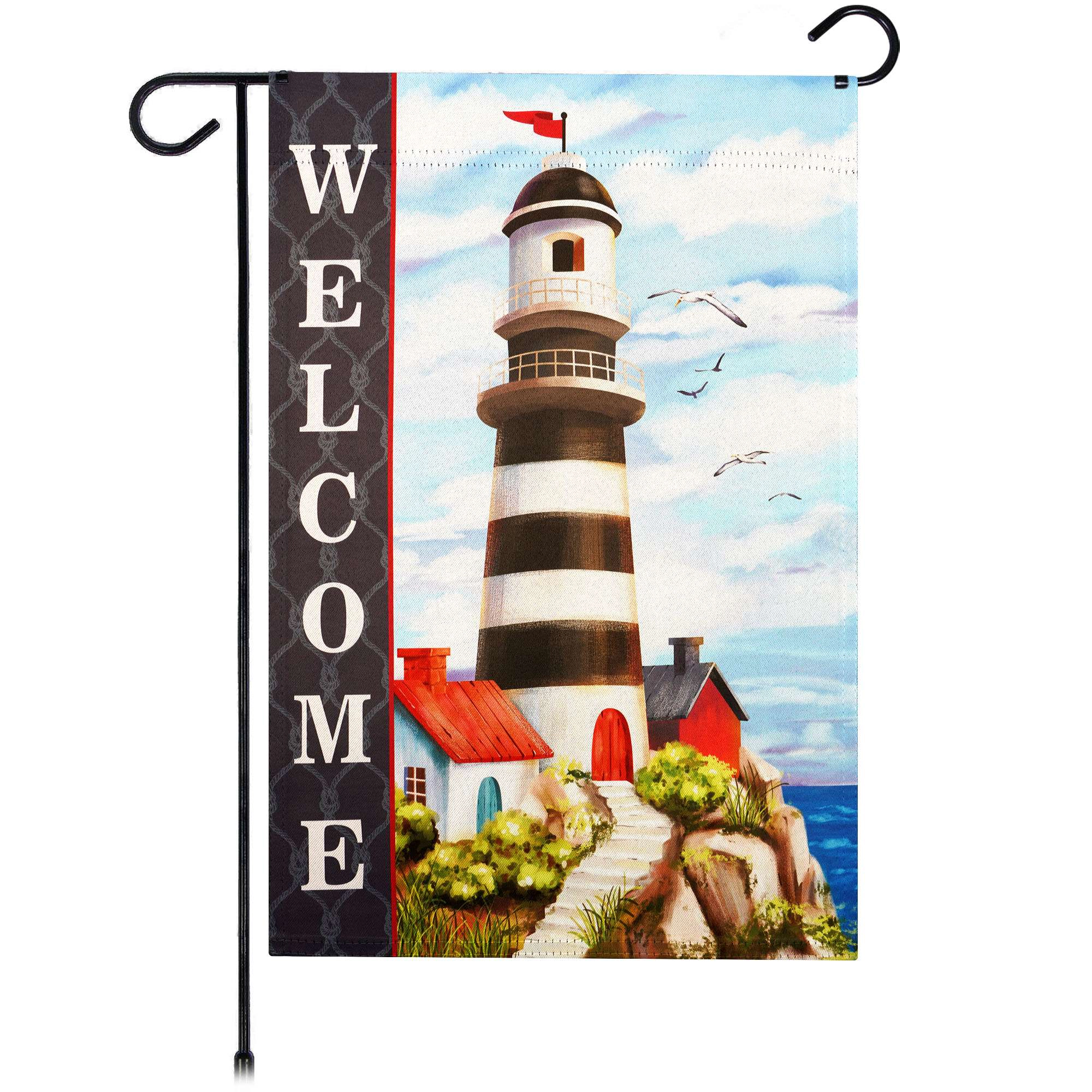 G128 Double-Sided Lighthouse Welcome Garden Flag 12 x 18 inches