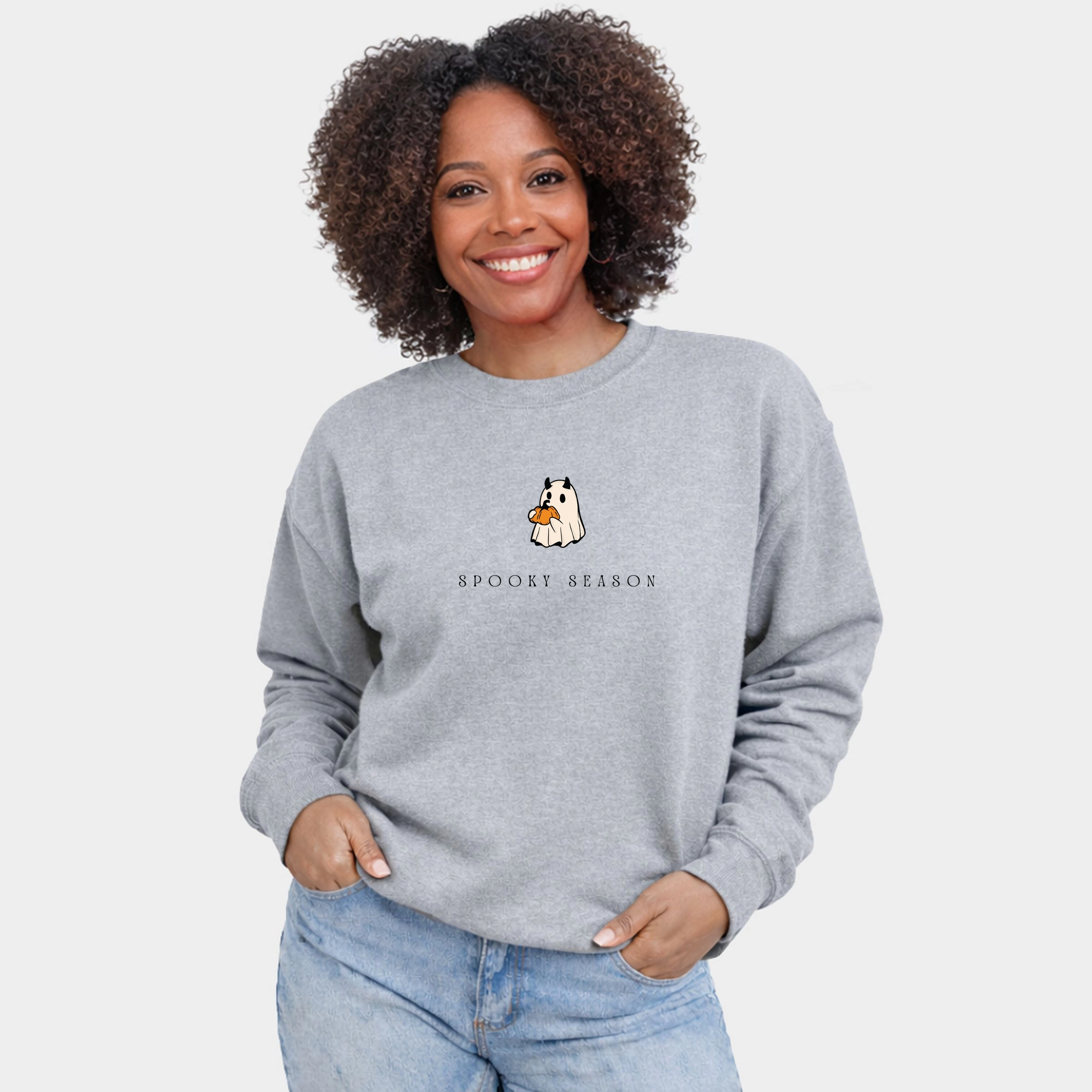 Simply Sage Market - Women's Graphic Sweatshirt Spooky Season Pumpkin Ghost