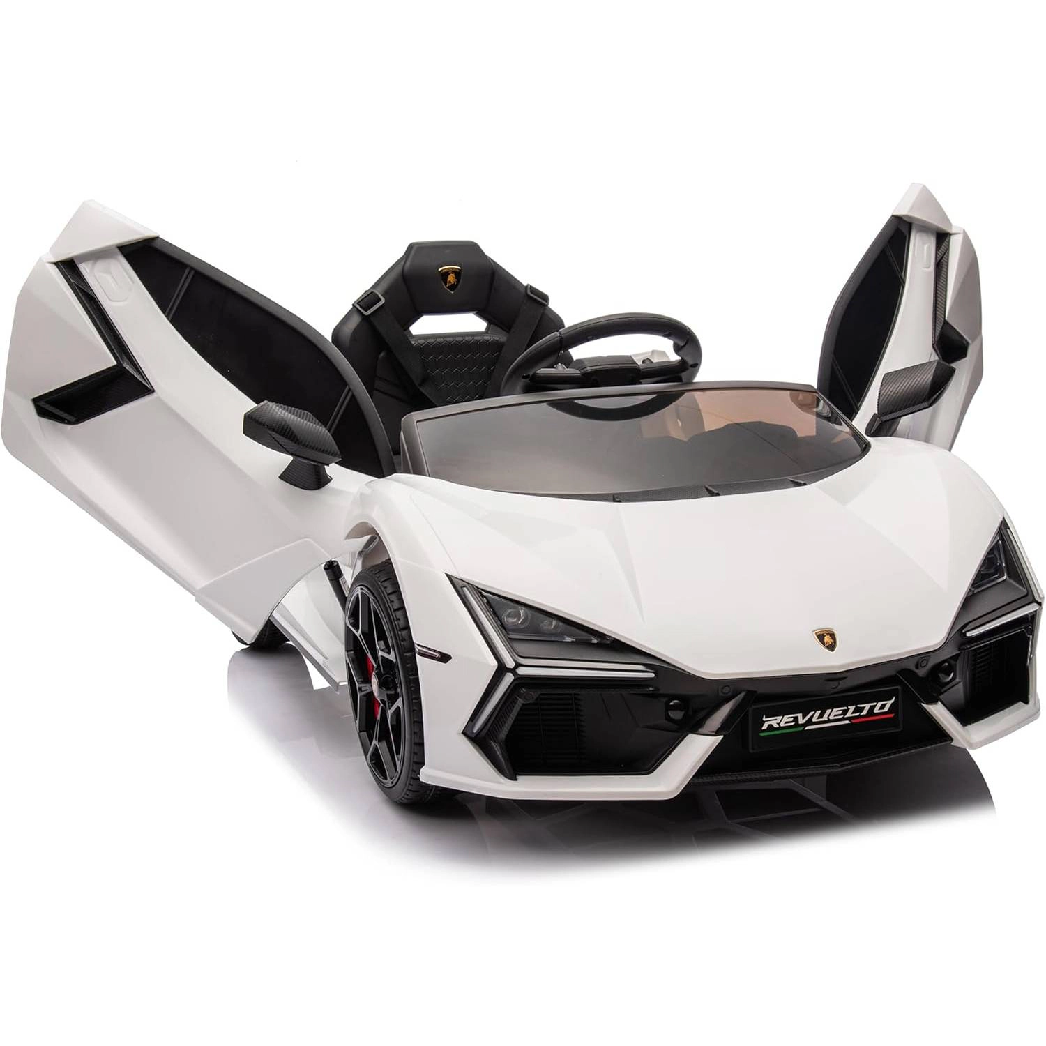 Enjyam 12V Kids Lamborghini Revuelto Ride-On Car, Electric Sports Car Toy with Remote, Bluetooth, Music & LED Lights