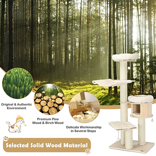 SlickBlue 68.5-Inch Multi-Level Cat Tree with Condo and Perches - JCPenney