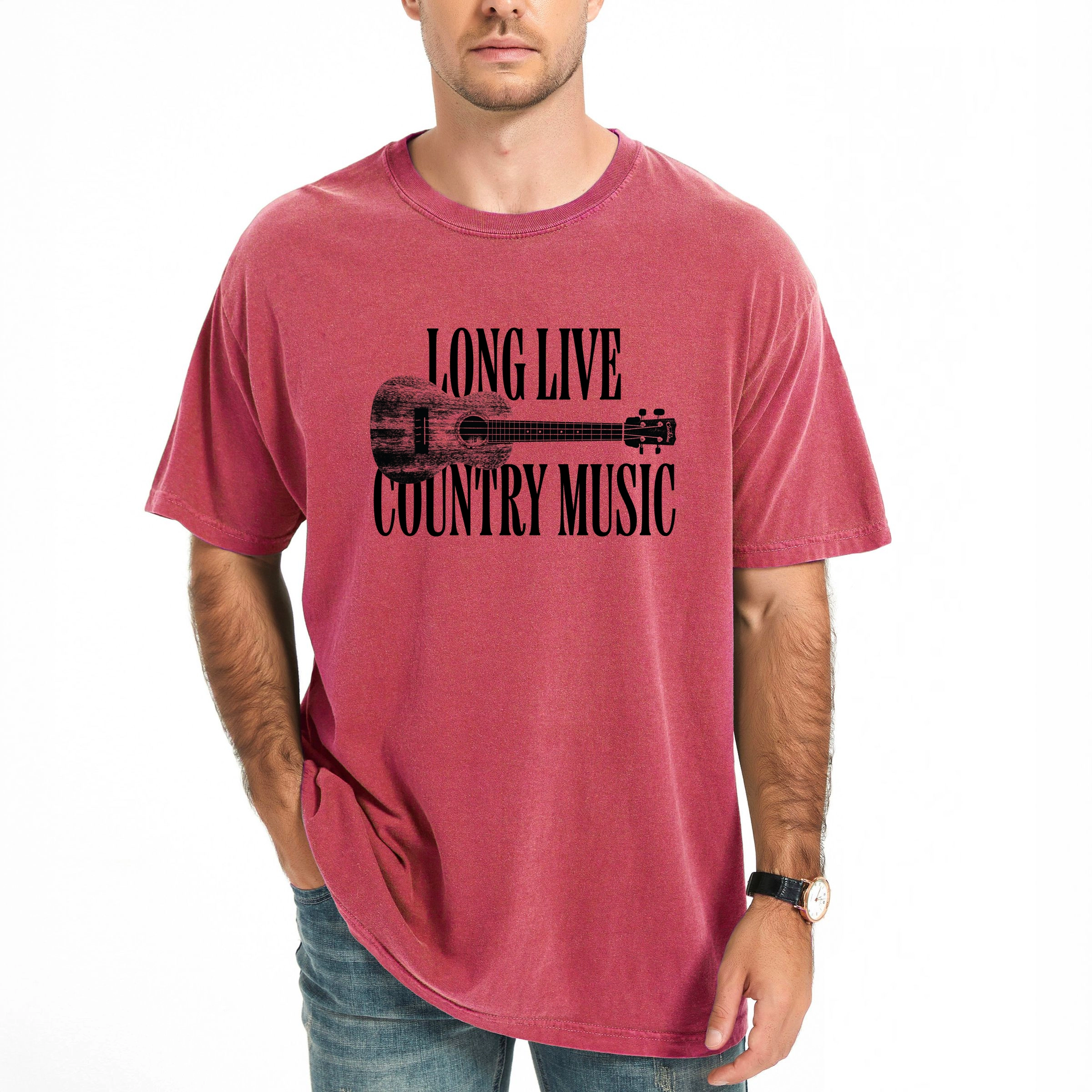 Simply Sage Market - Men's Garment Dyed Graphic T-Shirt Long Live Country Music