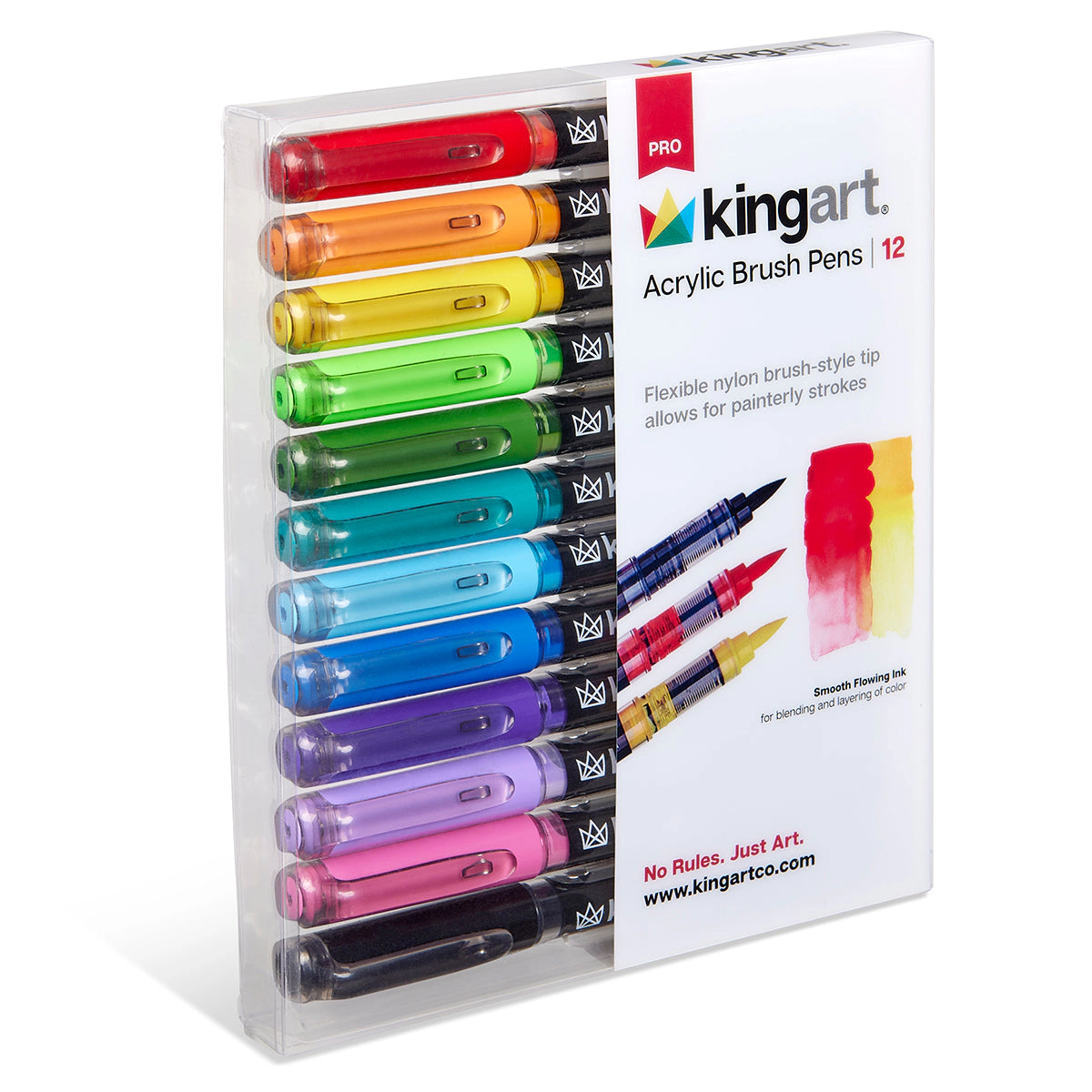 KINGART PRO Acrylic Brush Pens - 12 Vibrant Colors