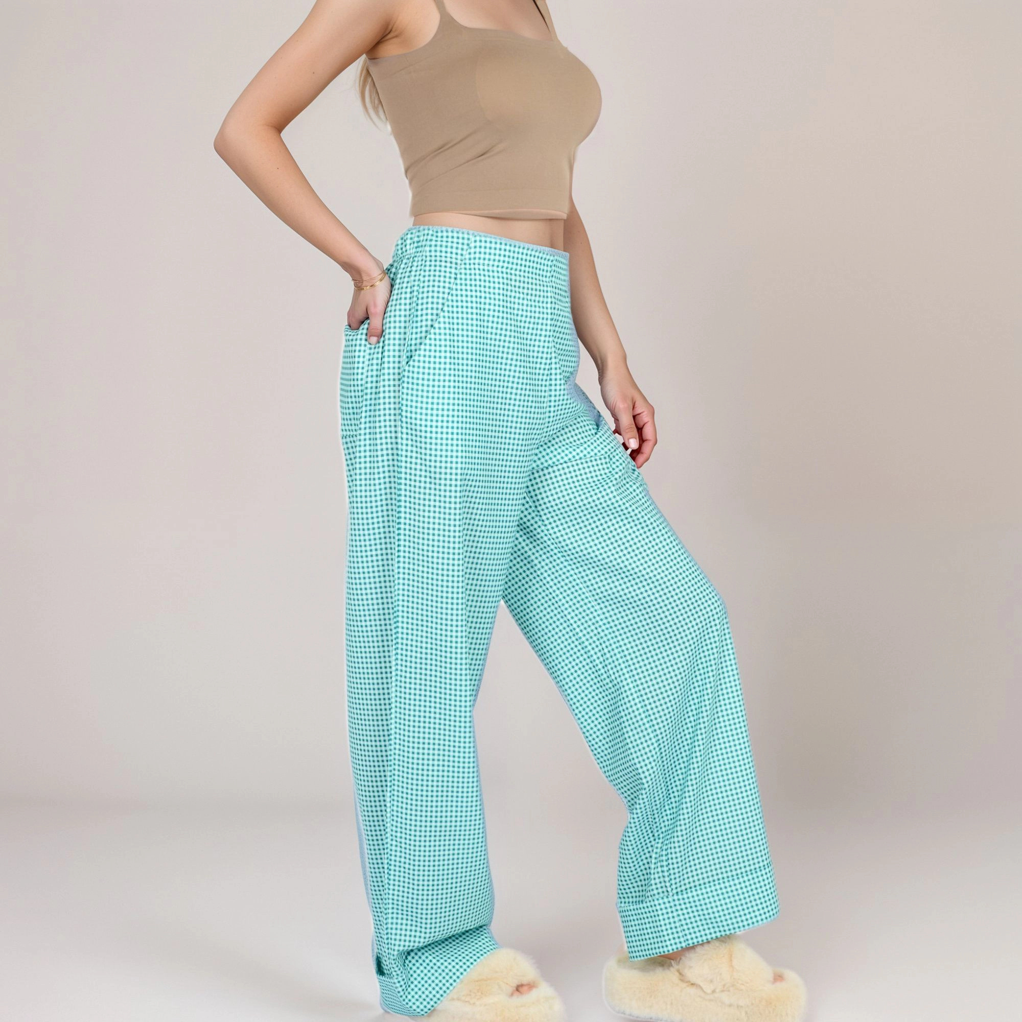 Anna-Kaci Women's Vertical Red Stripe Wide Leg Pants with Waistband and Full-Length Flowing Silhouette
