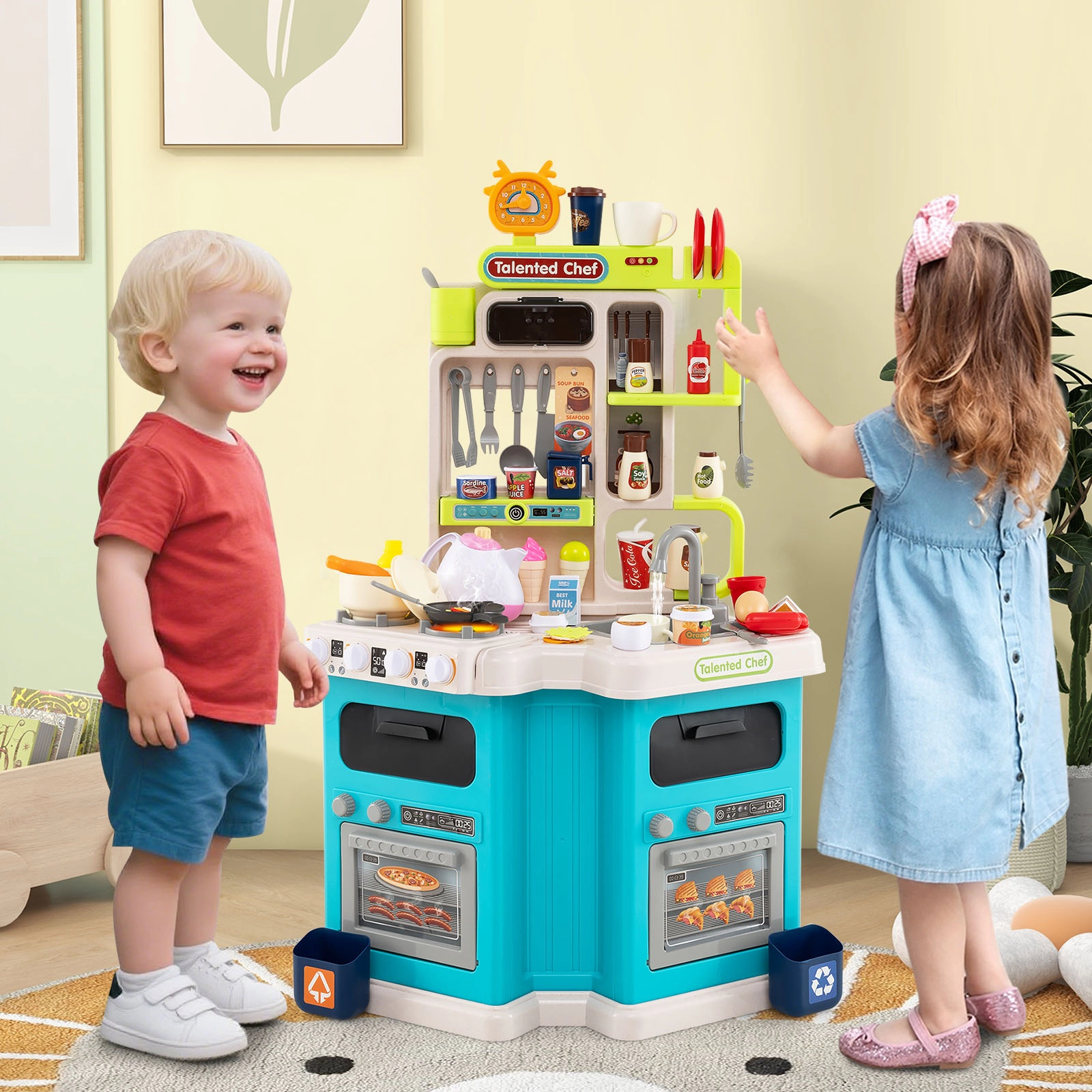 SUGIFT 113 Accessories Steam Effect and Lights Kids Corner Play Kitchen Playset
