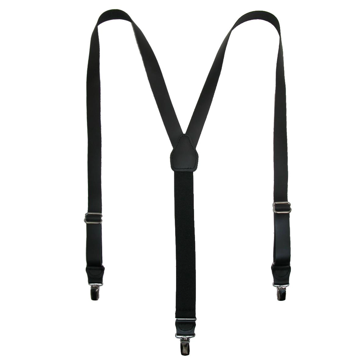 CTM Men's Coated Leather Clip-End 1 Inch Suspenders