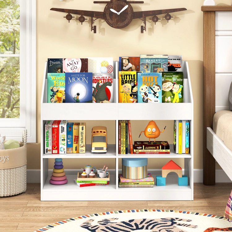 Hivvago 3-Tier Kid's Bookshelf Toy Storage Organizer with Display Rack and 4 Compartments
