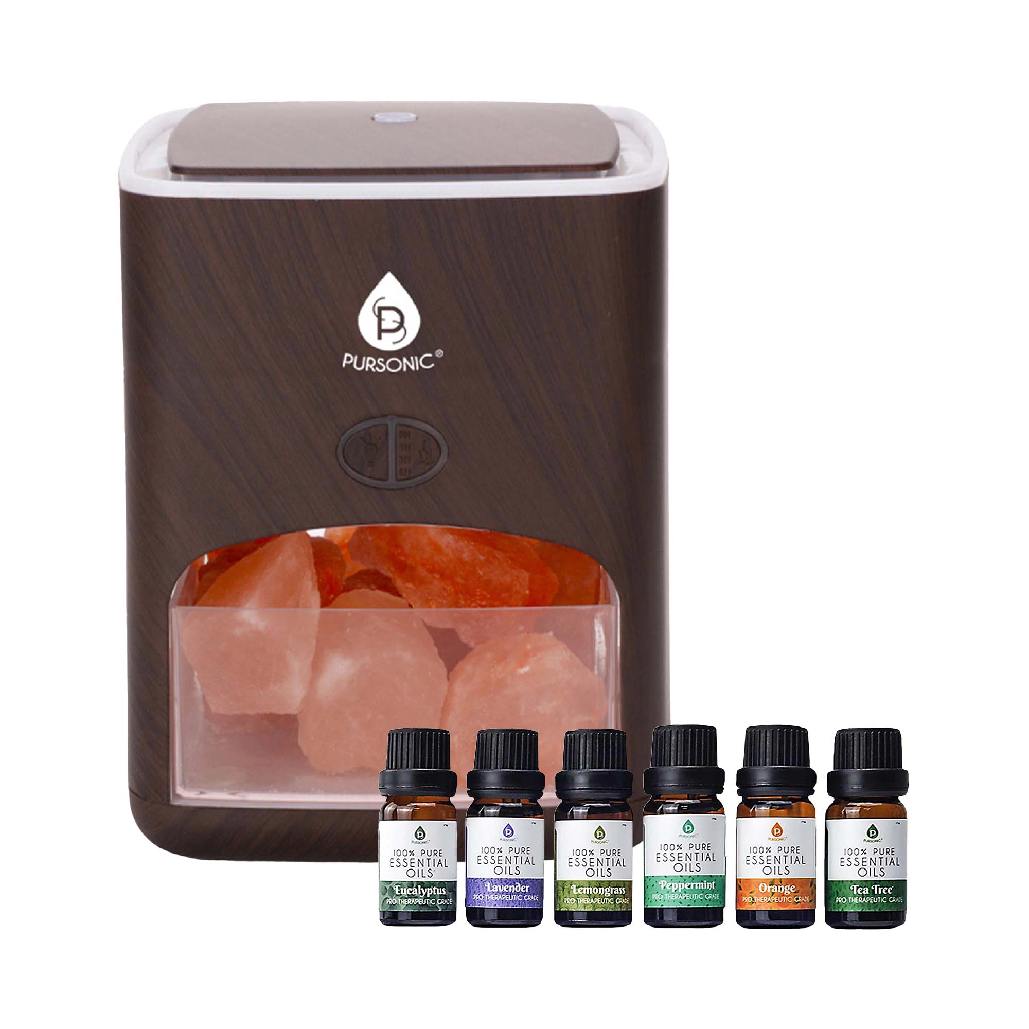 Pursonic Unisex 3-in-1 Salt Diffuser & 6 Pack Essential Oil Set