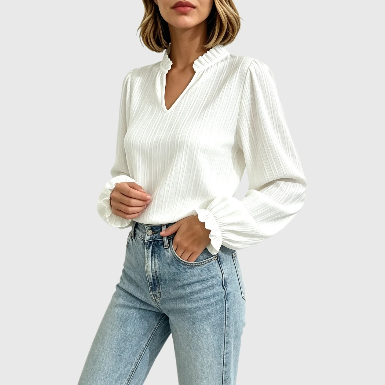 Blouses for Women Dressy Casual Flowy Boho Tops V Neck Long Sleeve Shirts Spring Outfits