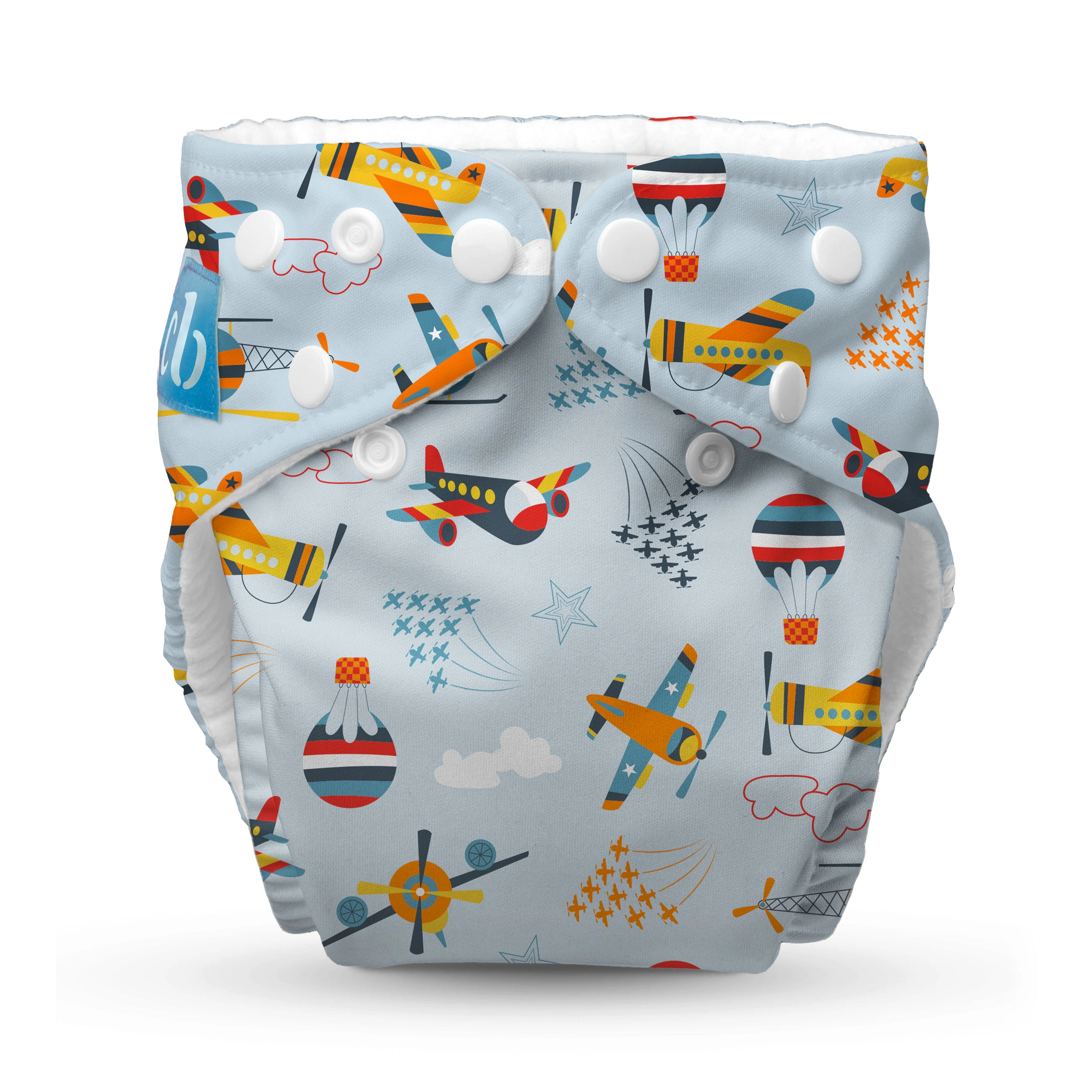Charlie Banana One-Size Reusable Cloth Diaper with Fleece Lining and Deluxe Insert - Aviator
