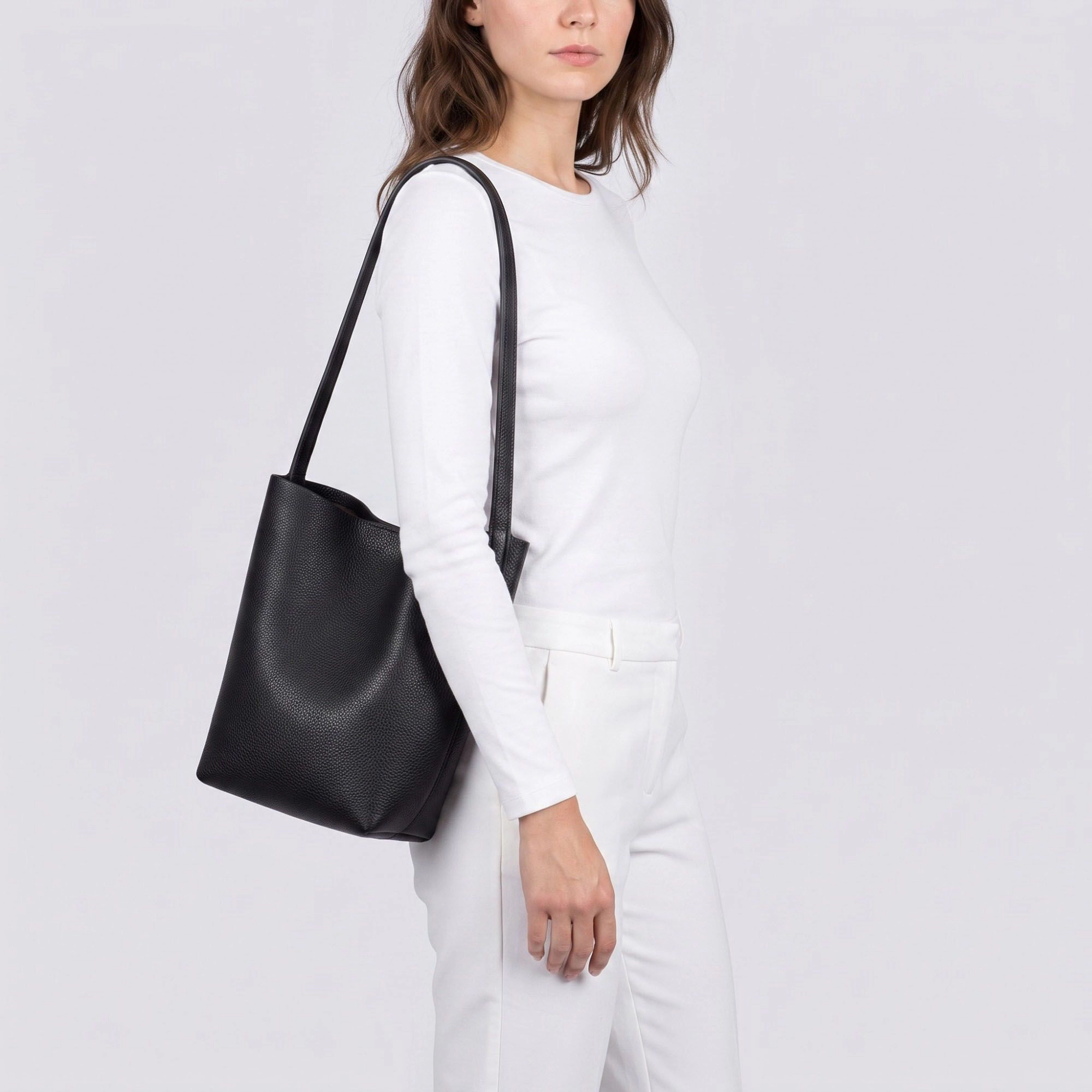 Alilang Women's Textured Bucket Shoulder Bag with Long Strap and Soft Structured Silhouette 8.5x6.7x2.5in