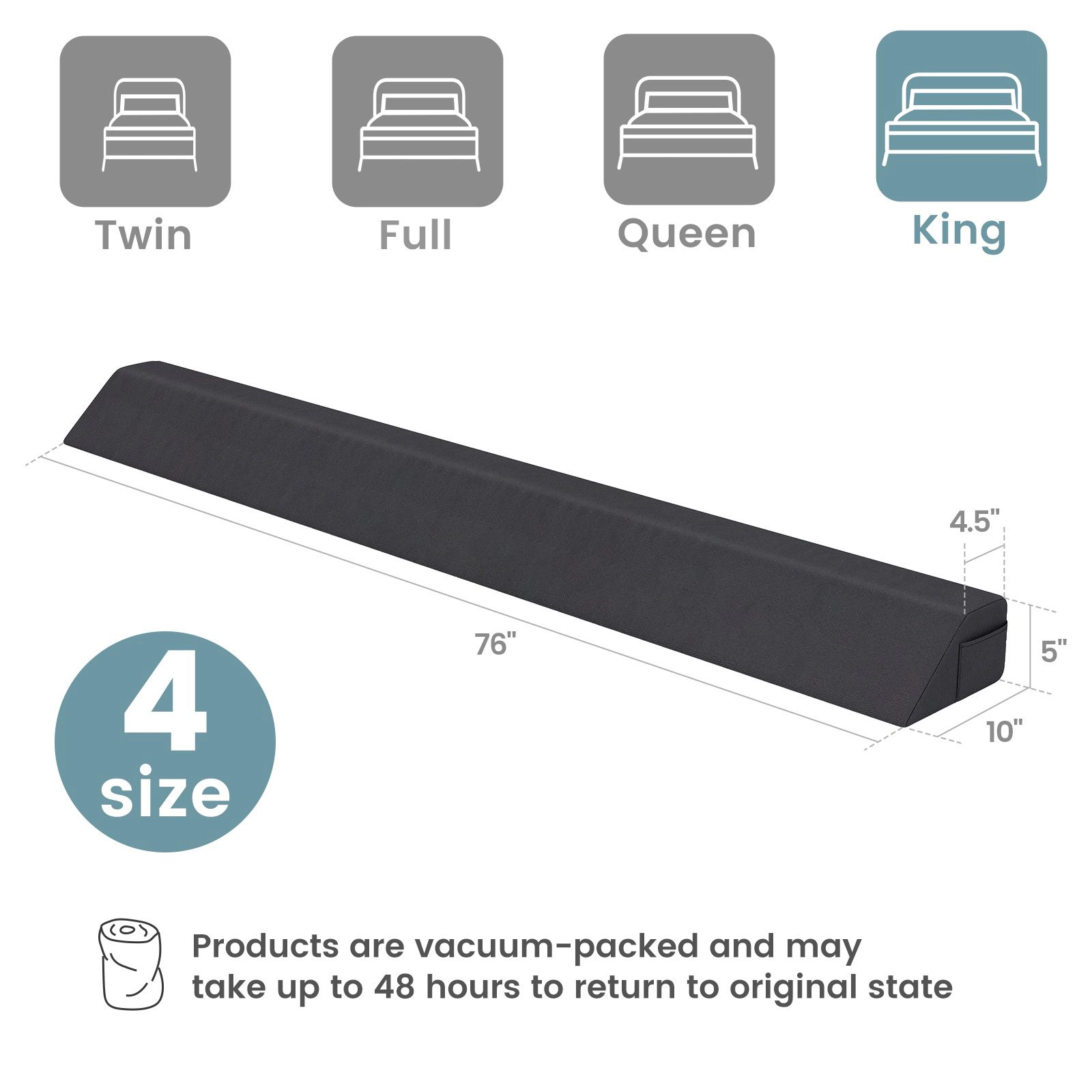 SlickBlue Foam Wedge Pillow with Removable Washable Cover for Bed and Sofa