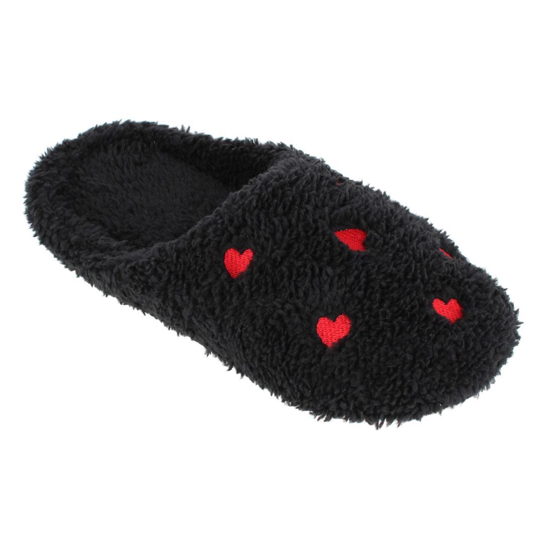 CTM Women's Love Heart Print Slippers