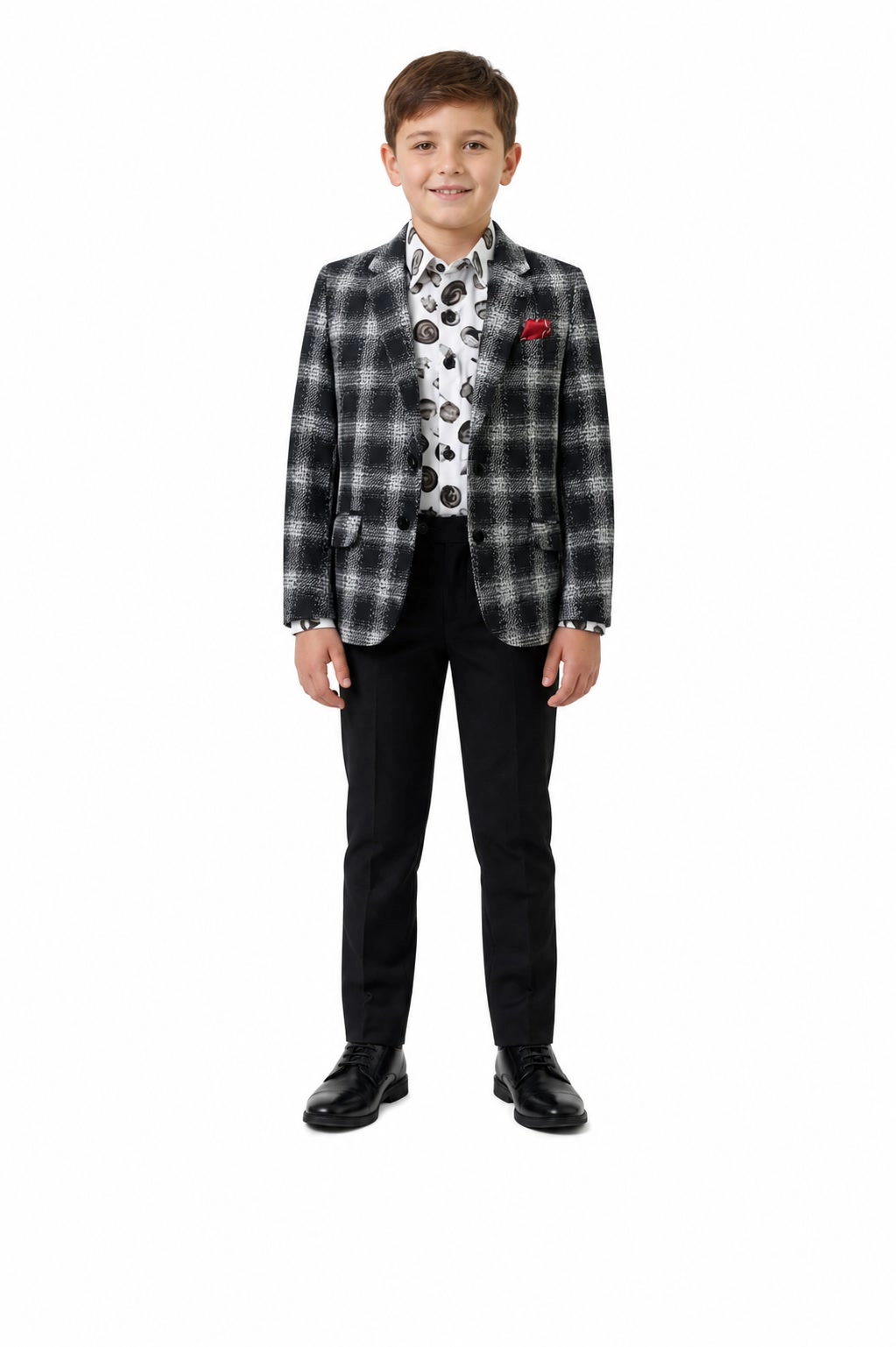 Elie Balleh Boys Slim Fit Checke Blazer
