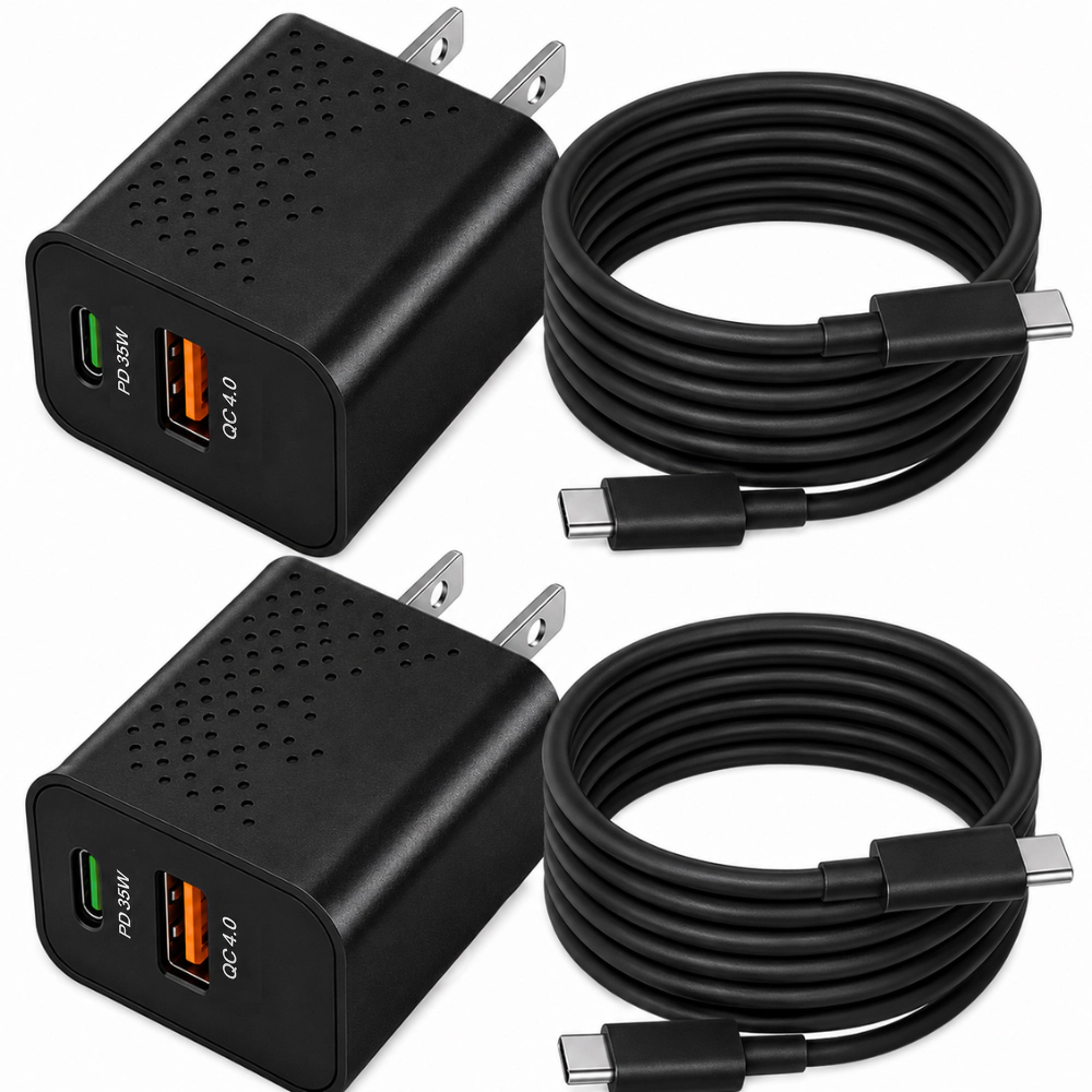 Qixxronics Type C Android Charger 35W, 2-Pack USB C 6ft Cable for Samsung Galaxy Z Fold Z Flip 5 6 7, S23 S24 S25 S26
