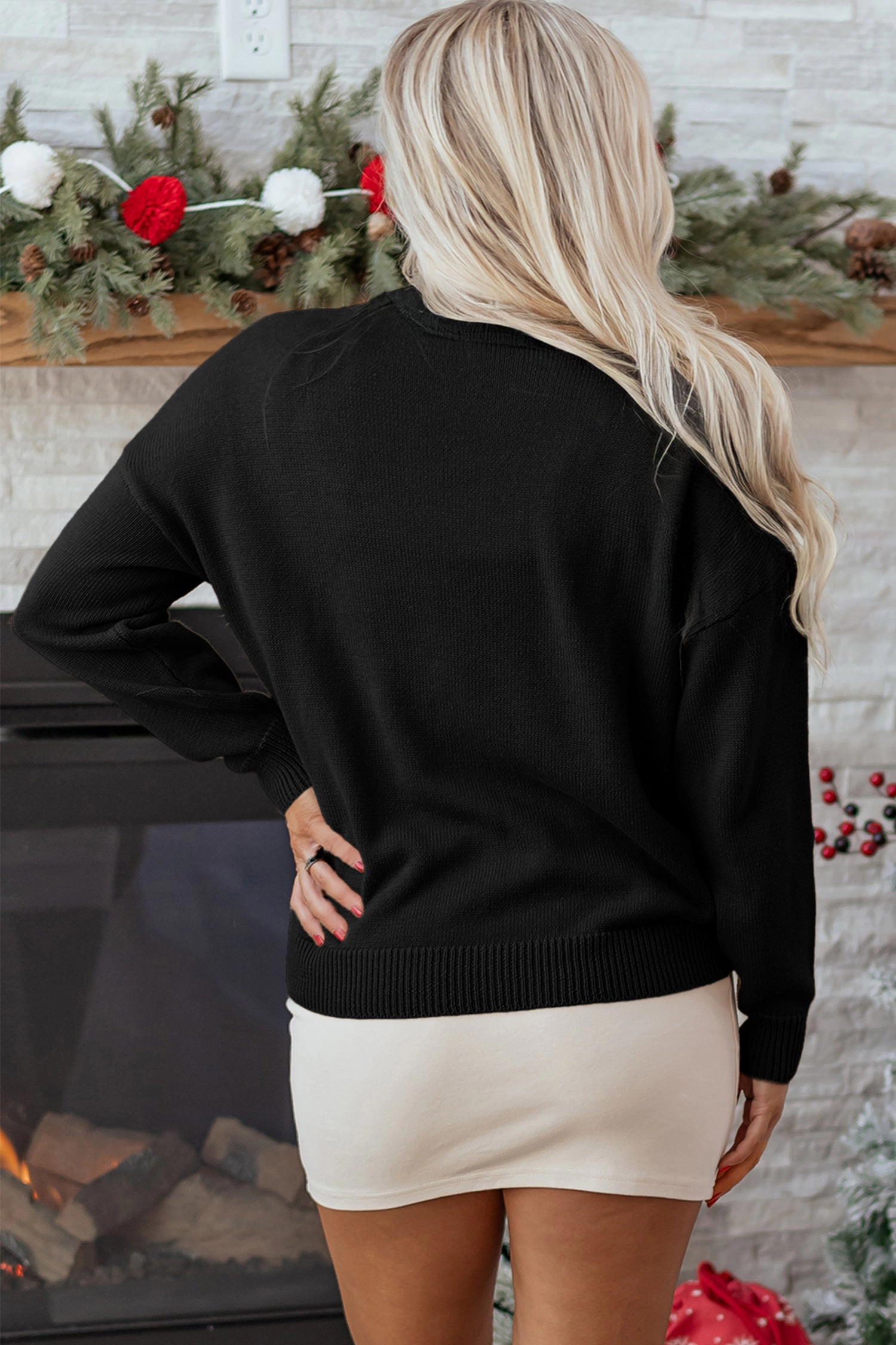 Threaded Pear Women's Darcy Christmas Drop Shoulder Sweater