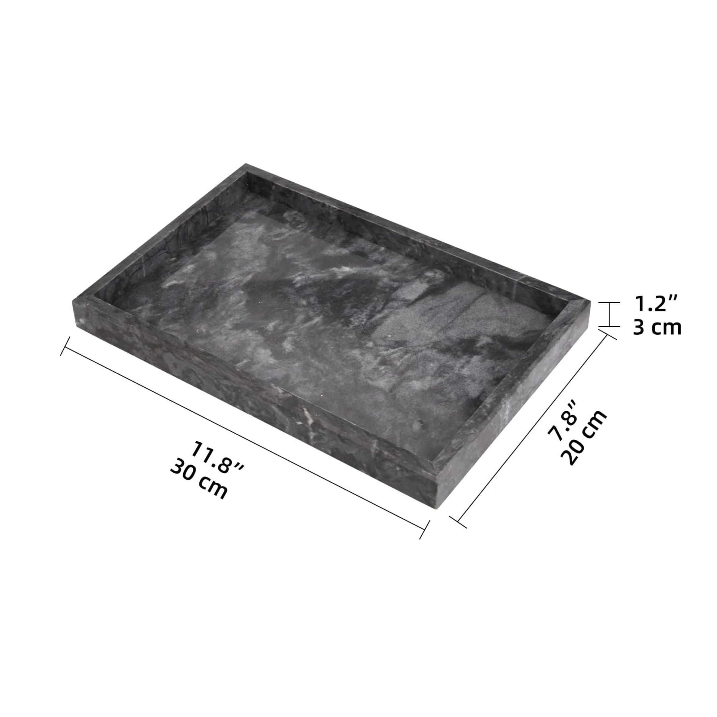 Stock Preferred Marble Bathroom Vanity Tray 12 x 8 Inch Decorative Countertop Organizer