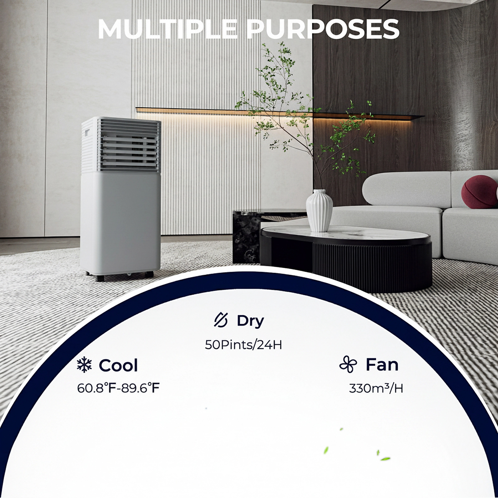 SUGIFT 10000-BTU 3-in-1 Portable Air Conditioner with Dehumidifier Fan Mode Remote Control and Window Kit