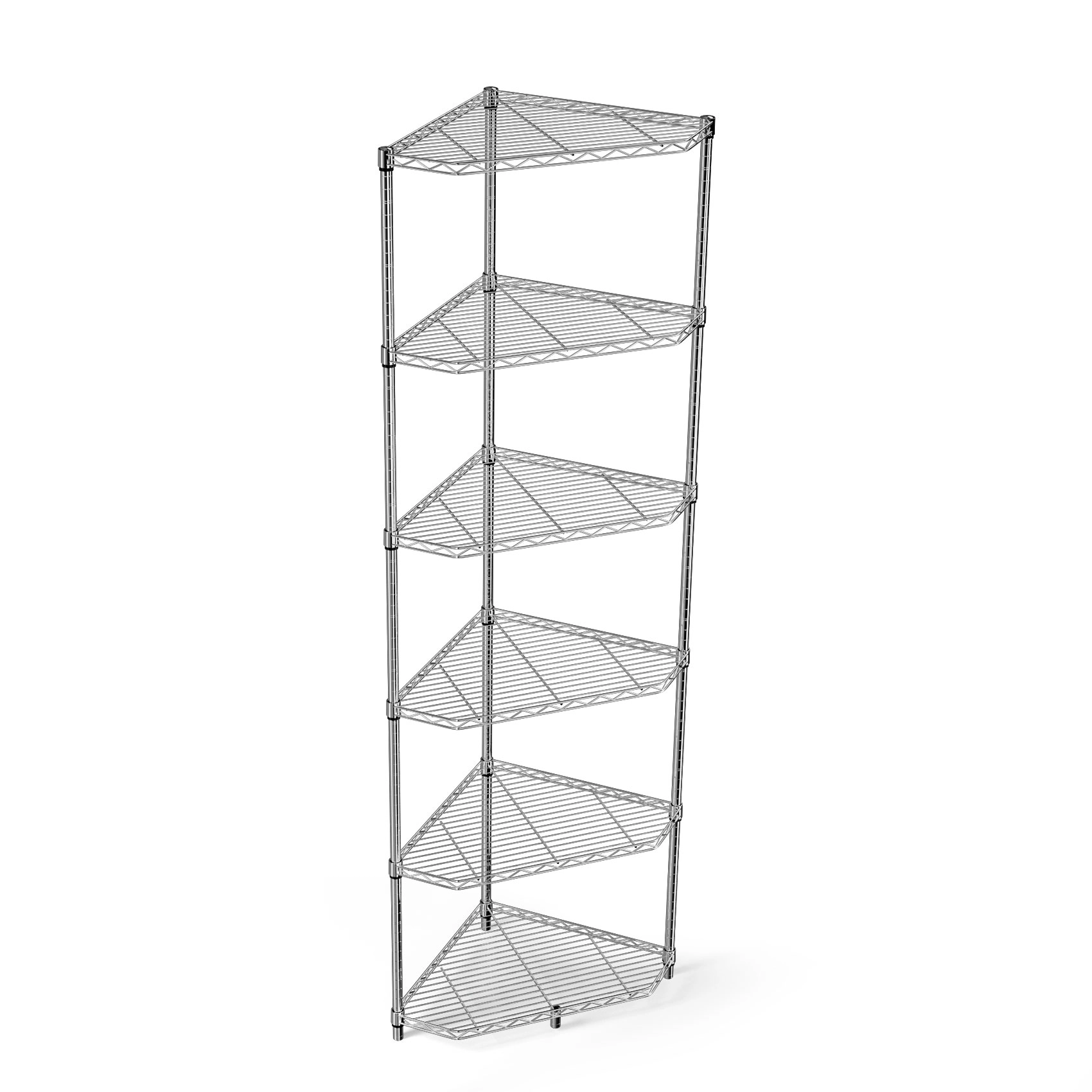 Flynama HexaTier Pro Corner Rack Adjustable Chrome Heavy Duty Space Saving Unit for Bathroom Kitchen and Living Room