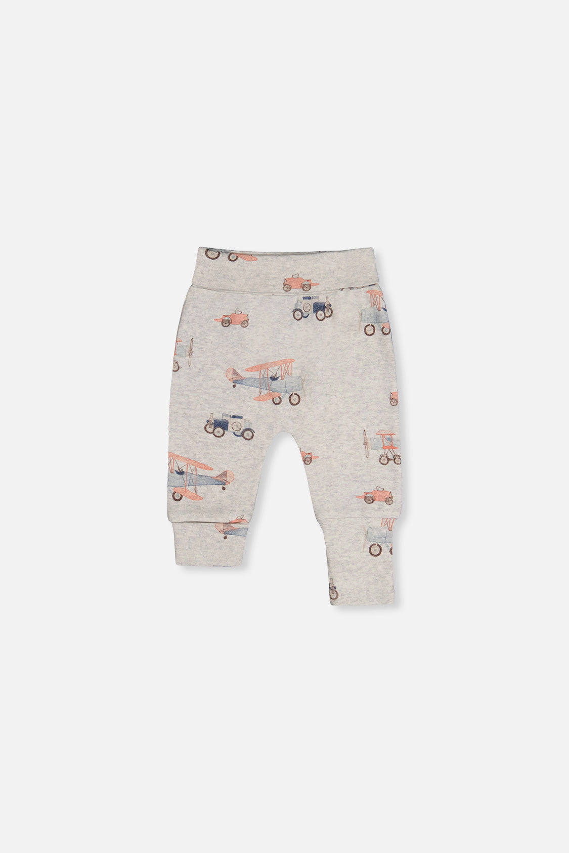 Deux par Boys Organic Cotton Evolutive Pants with Printed Airplanes