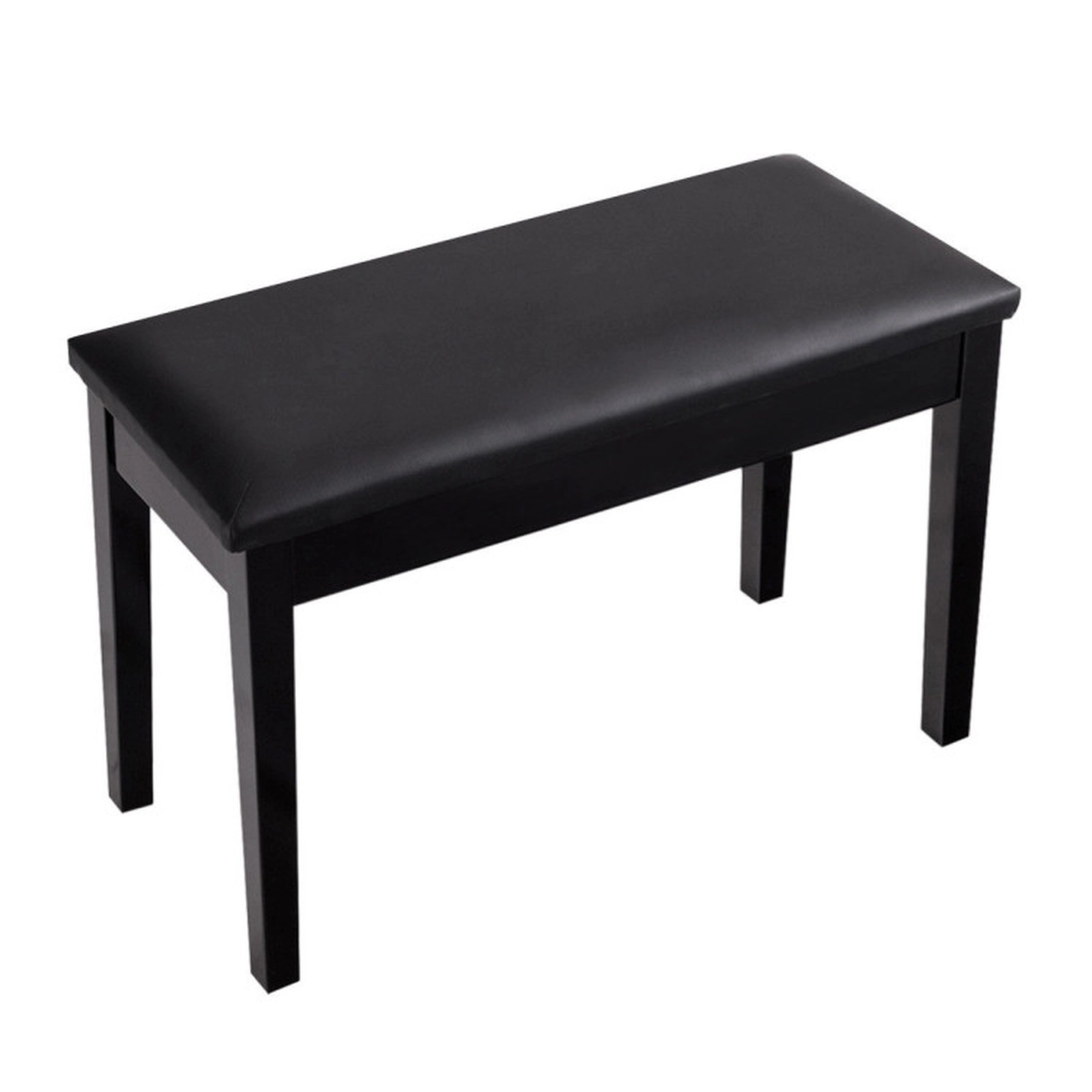 SUGIFT Solid Wood PU Leather Padded Piano Bench Ottoman with Storage 360-Lb Capacity 29.5-in Wide 1-Piece Black