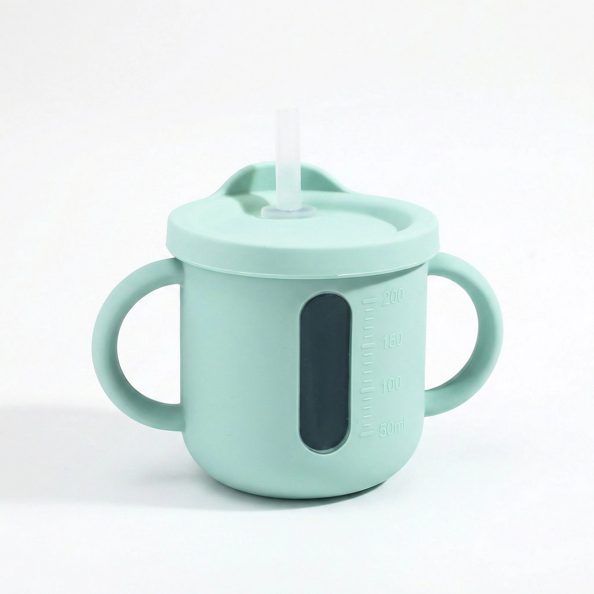 Alilang Training Cup with Straw and Double Handles Soft Silicone Toddler Sippy Measurement Markings 5