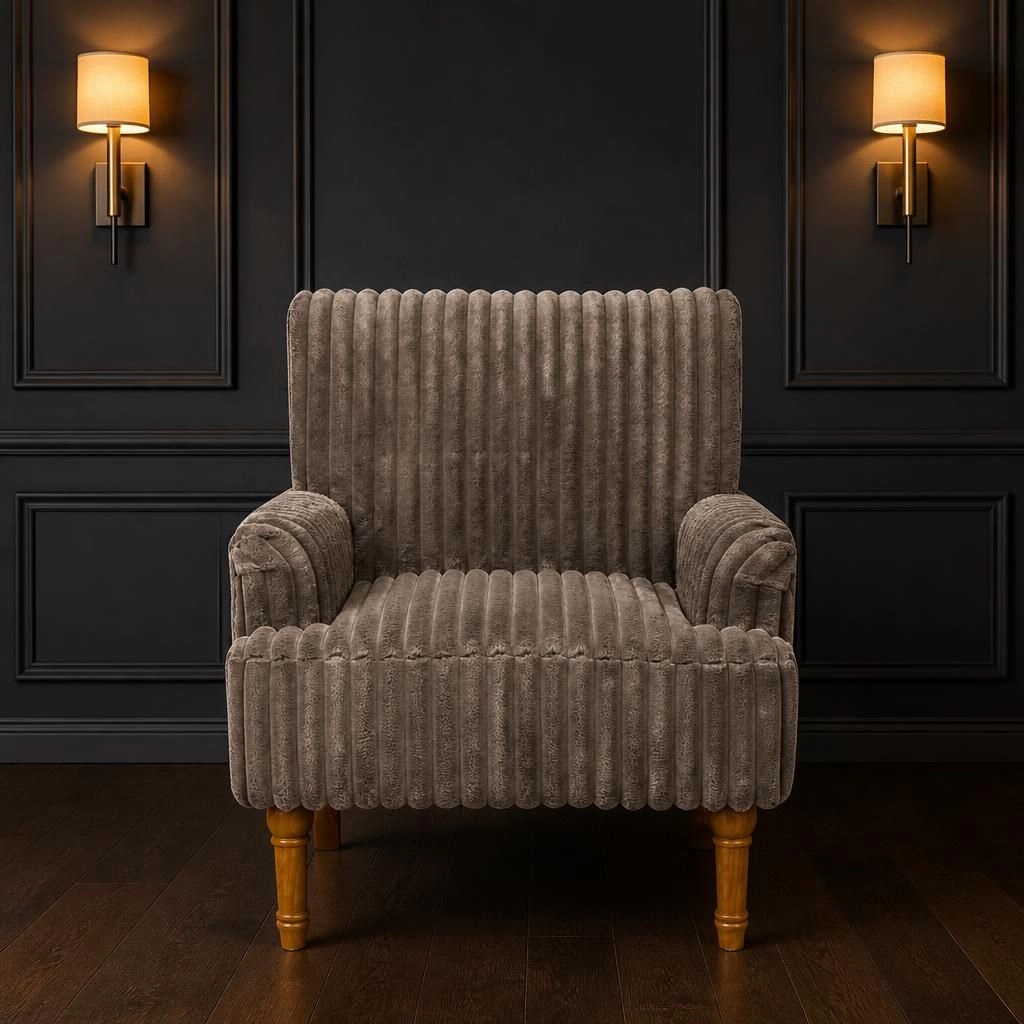 GOODSILO Upholstered Accent Chair with Solid Wood Base