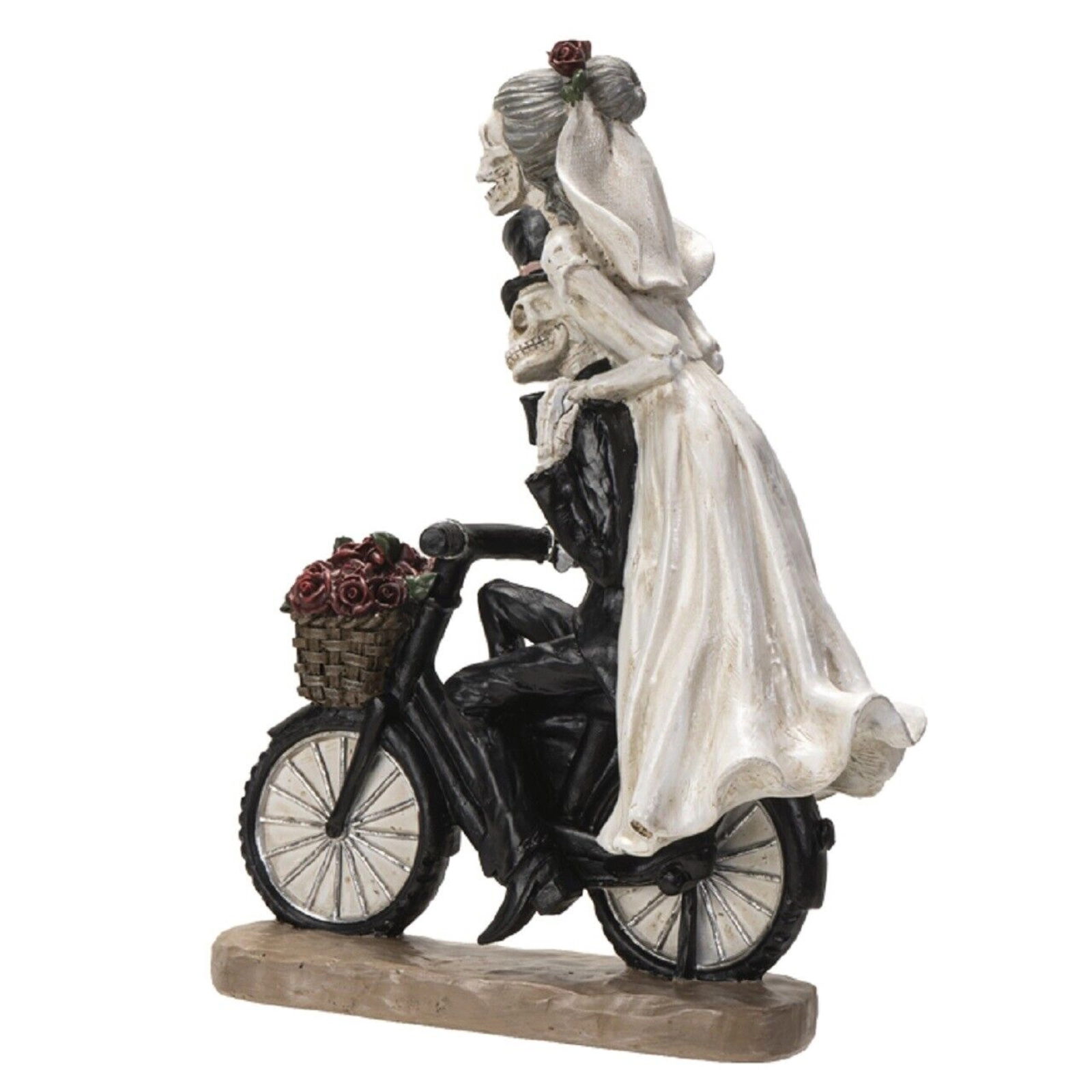 Pacific Giftware Love Never Dies Skeleton Wedding Couple on Bicycle Figurine 11 Inch