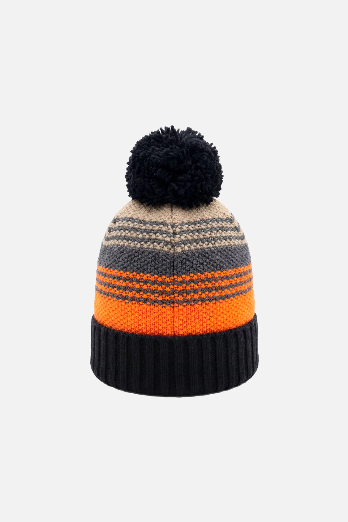 Deux par Boys Striped Winter Acrylic Knit Hat with Pompom