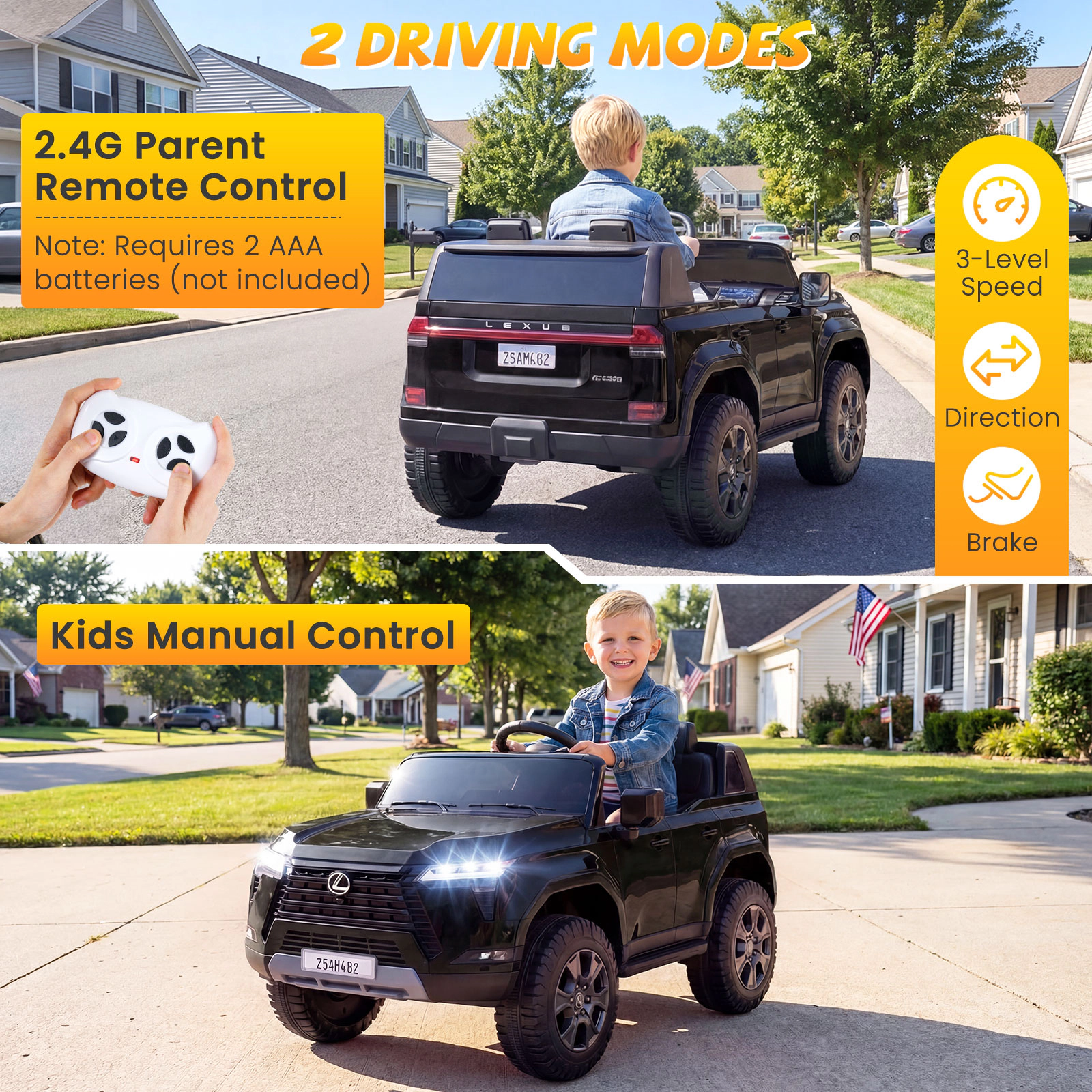Costway Ride on Car for Kids, 24V 4WD Licensed LEXUS GX550 Electric Vehicle with Remote White