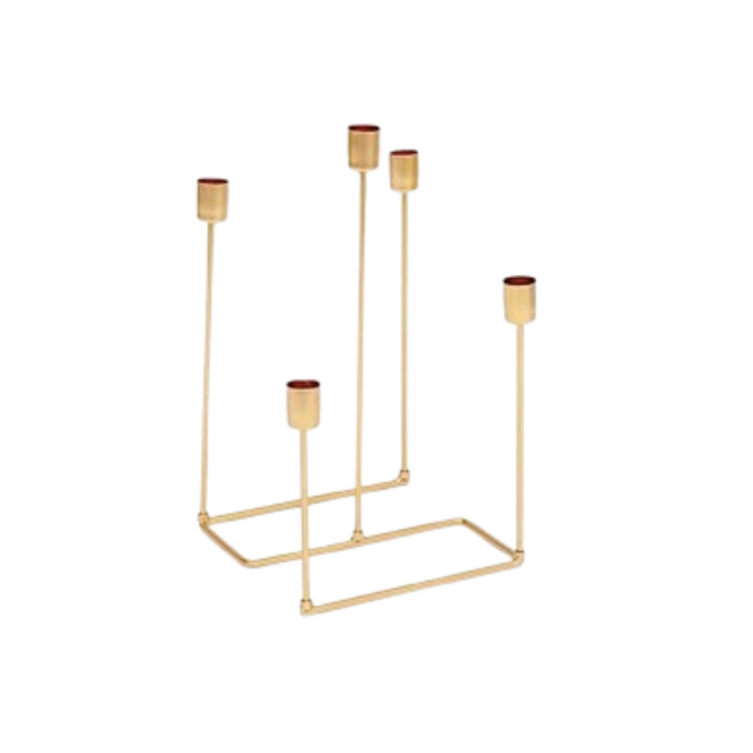 Home Collection 12-Inch 5-Arm Geometric Metal Candelabra