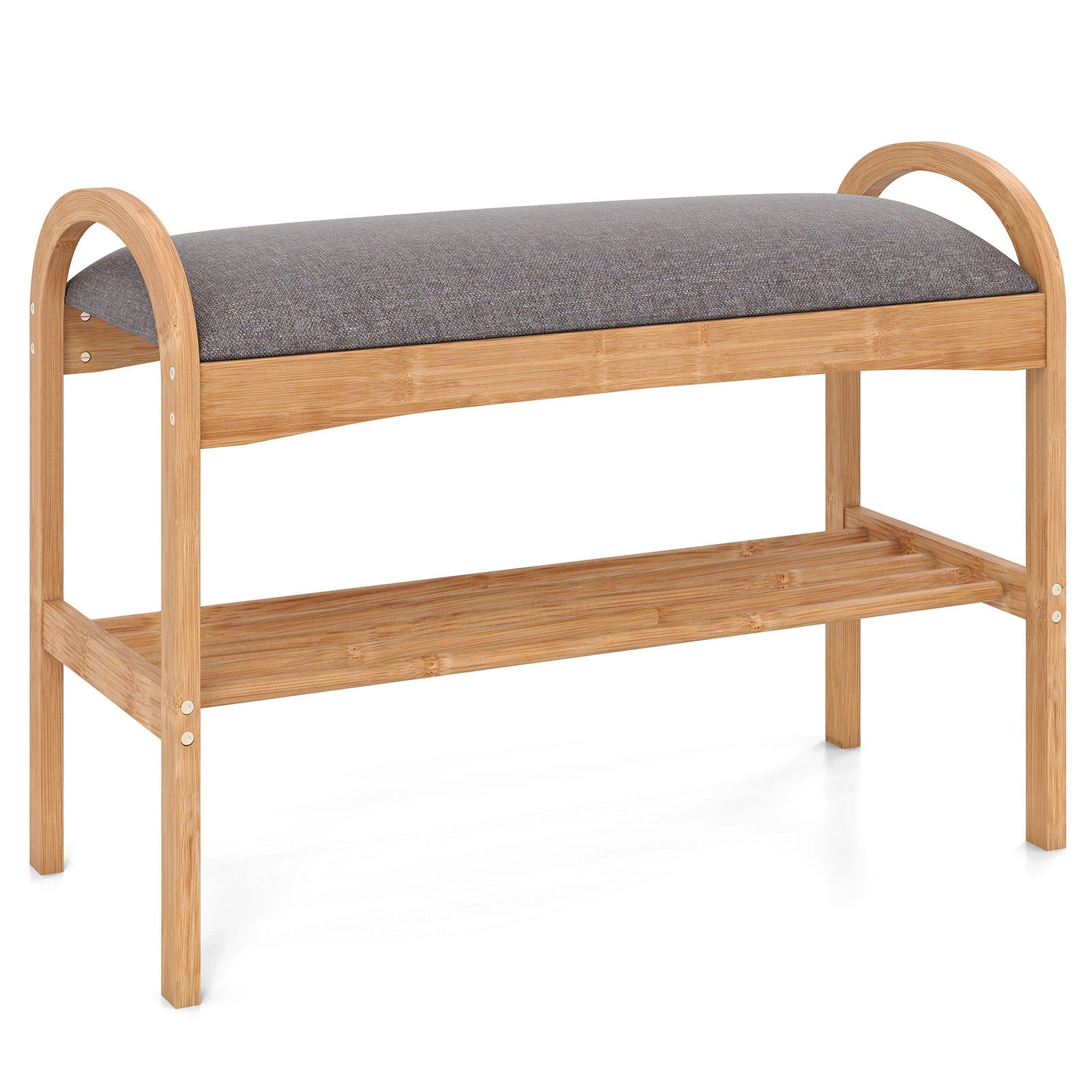 SlickBlue Entryway Shoe Storage Bench with Cushion and Shoe Shelf