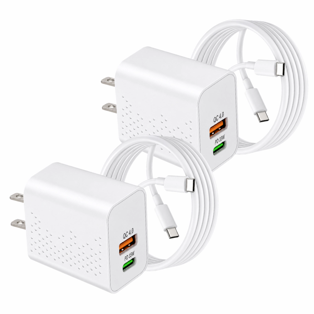 Qixxronics USB C Fast Charger 35W, 6ft TypeC Cable for iPhone 16/17/15, Google Pixel, Motorola, Samsung Galaxy [2PCS]