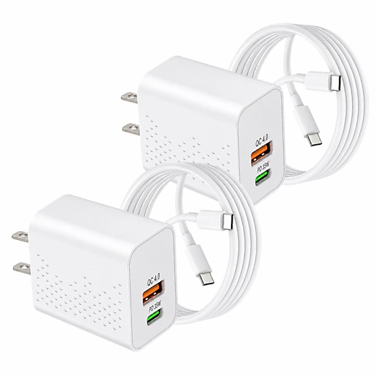 Qixxronics USB C Fast Charger 35W, 6ft TypeC Cable for iPhone 16/17/15, Google Pixel, Motorola, Samsung Galaxy [2PCS]