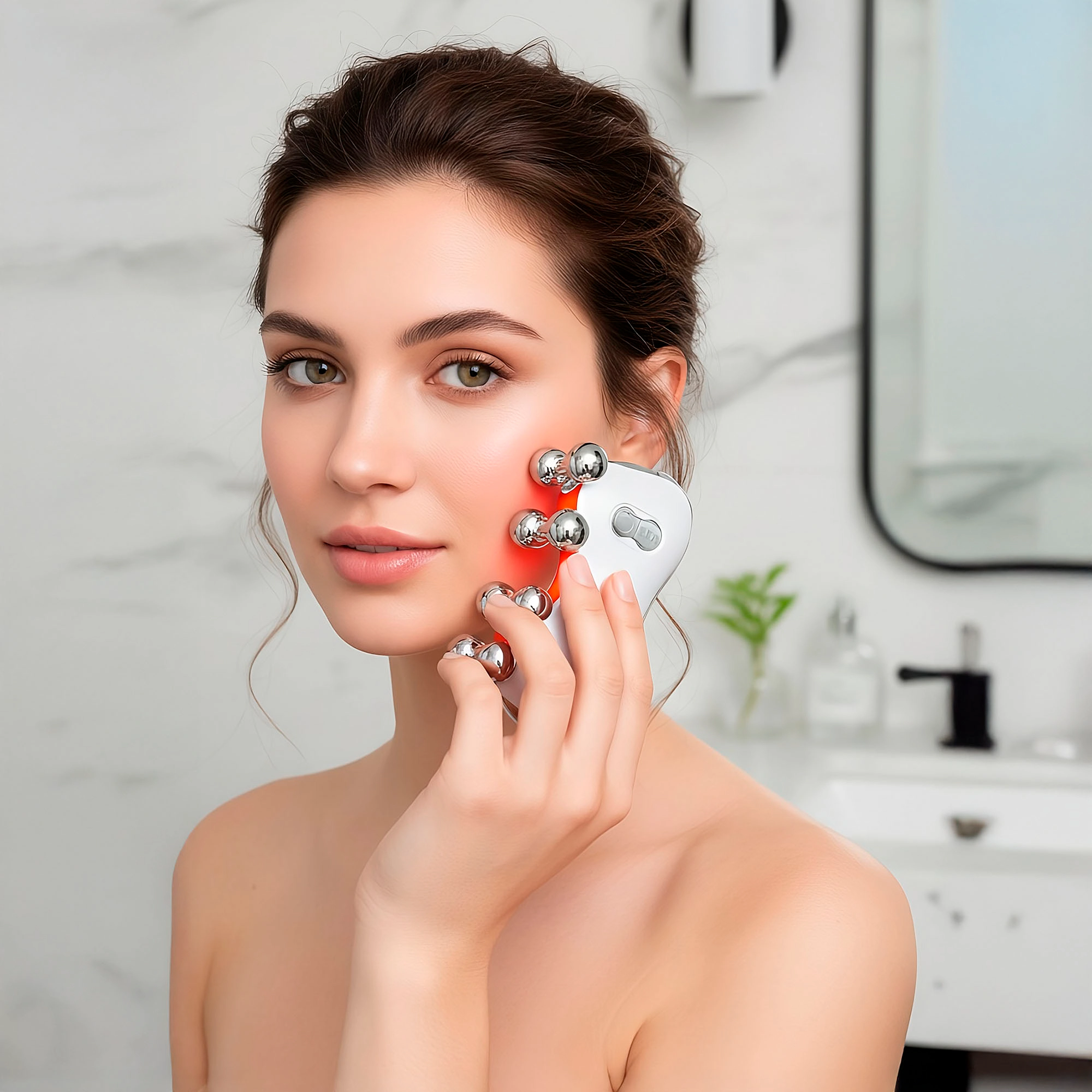 Pursonic Women’s LED Skincare Device: 5-in-1 LED Light Therapy Skin Roller Massager