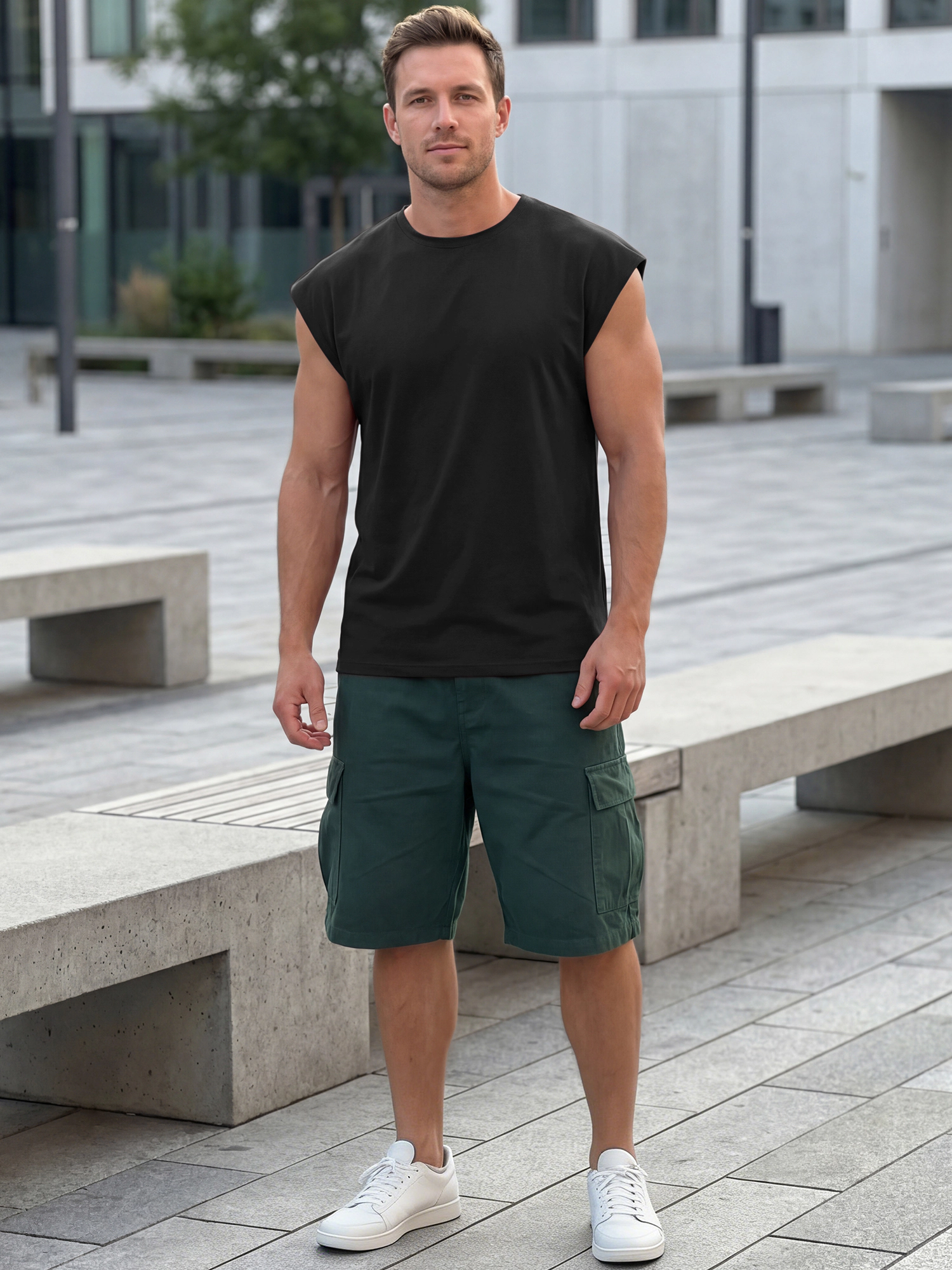 INSPIRE CHIC Men's Workout Loose Fit Summer Sleeveless Tank T-Shirt Top
