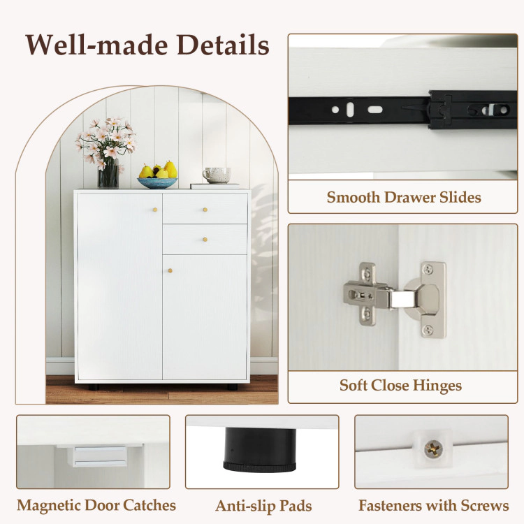 Hivvago Kitchen Sideboard Buffet Cabinet Coffee Bar Cabinet With 2 Drawers 2 Doors And 3 Adjustable Shelves