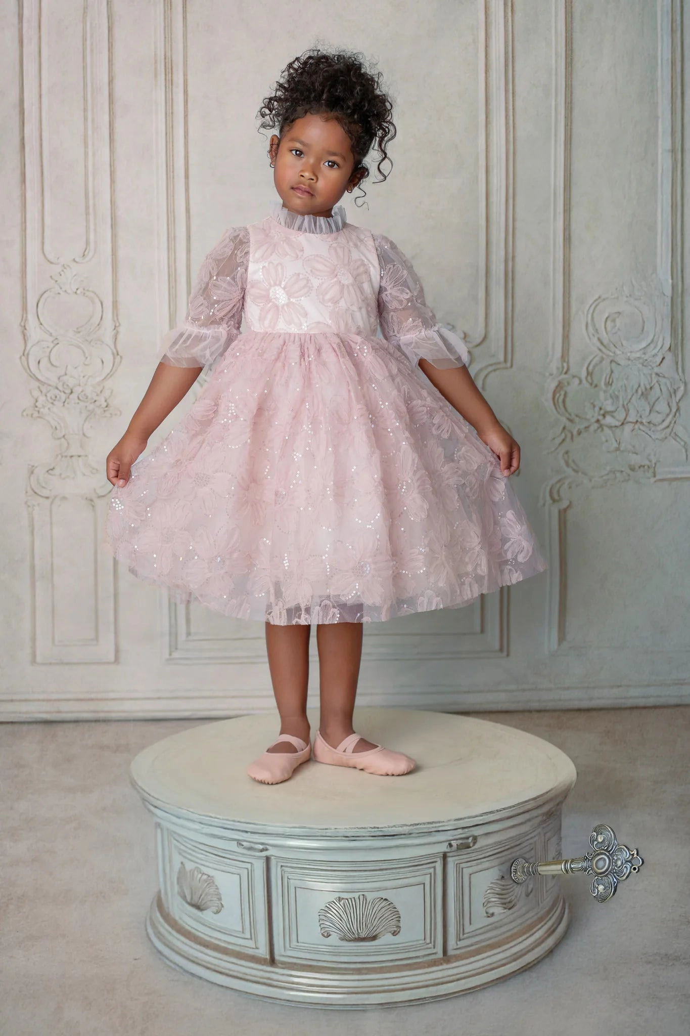 Faeella Girls Blush Petal Music Box Dress