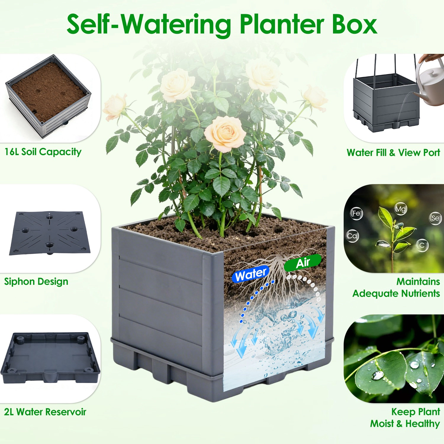 GBruno Self-Watering Raised Garden Bed With Trellis